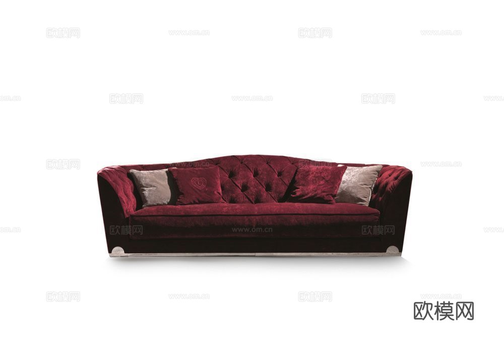 LONGHI 美式三人沙发3d模型下载（渲染图1）