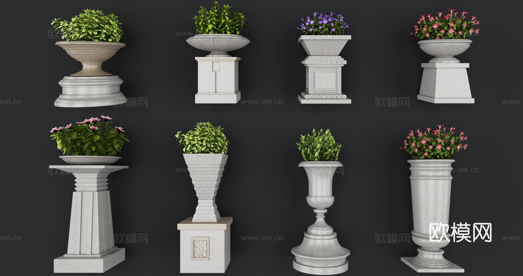 简欧花钵花盆3d模型