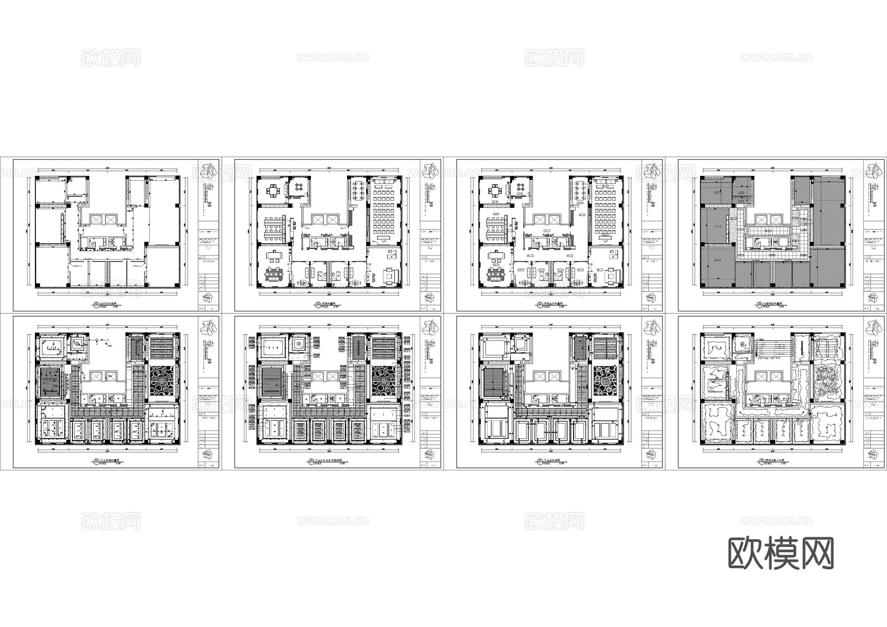 35套办公室平面施工图cad施工图