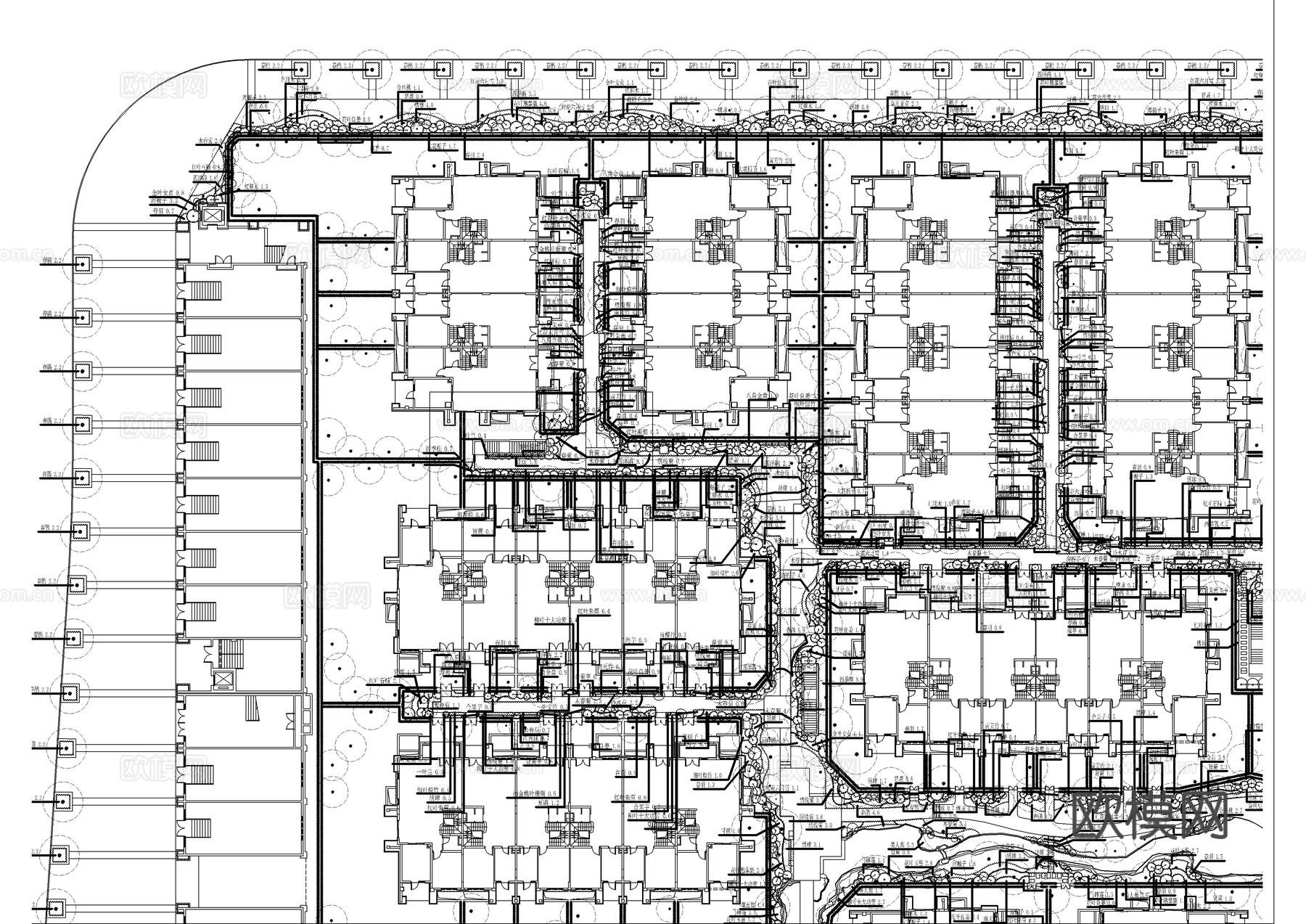 重庆虎溪景观灌木配置平面图cad施工图