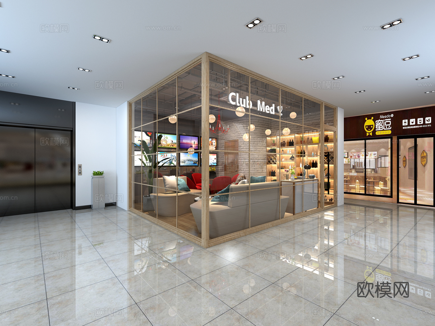 现代旅游店门头3d模型