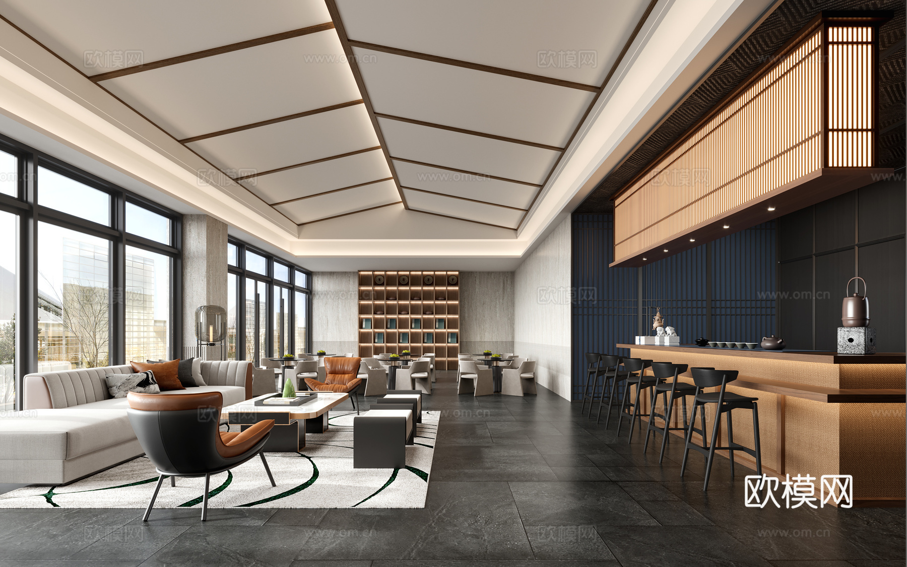 新中式售楼处3d模型下载