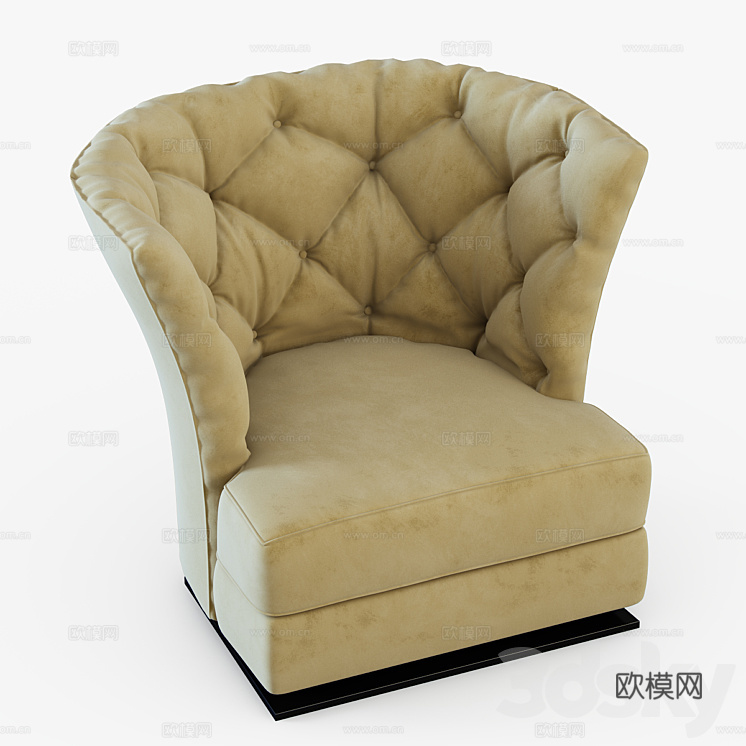 LONGHI 简欧单人沙发3d模型下载（渲染图3）