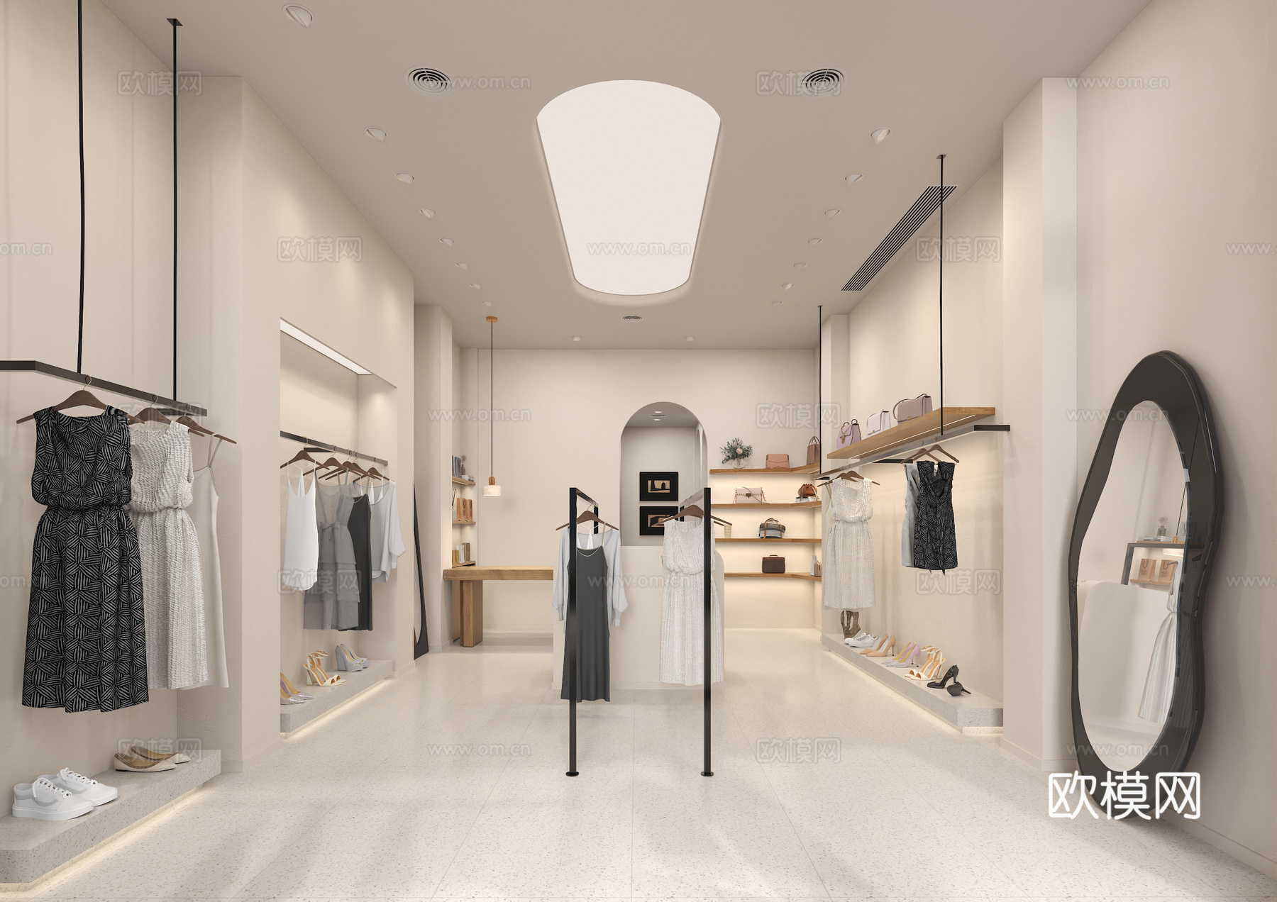 现代奶油风服装店3d模型
