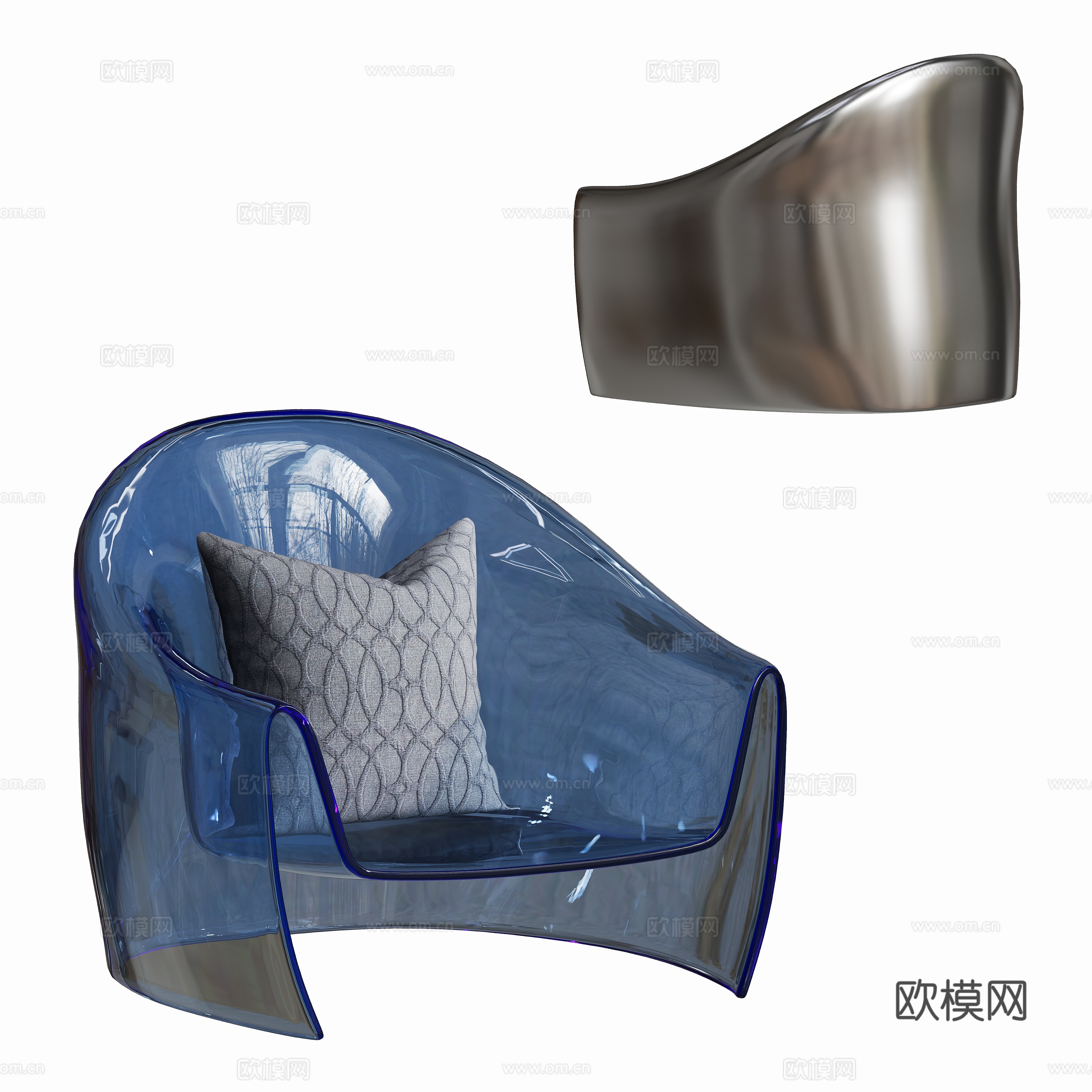 现代亚克力休闲椅3d模型