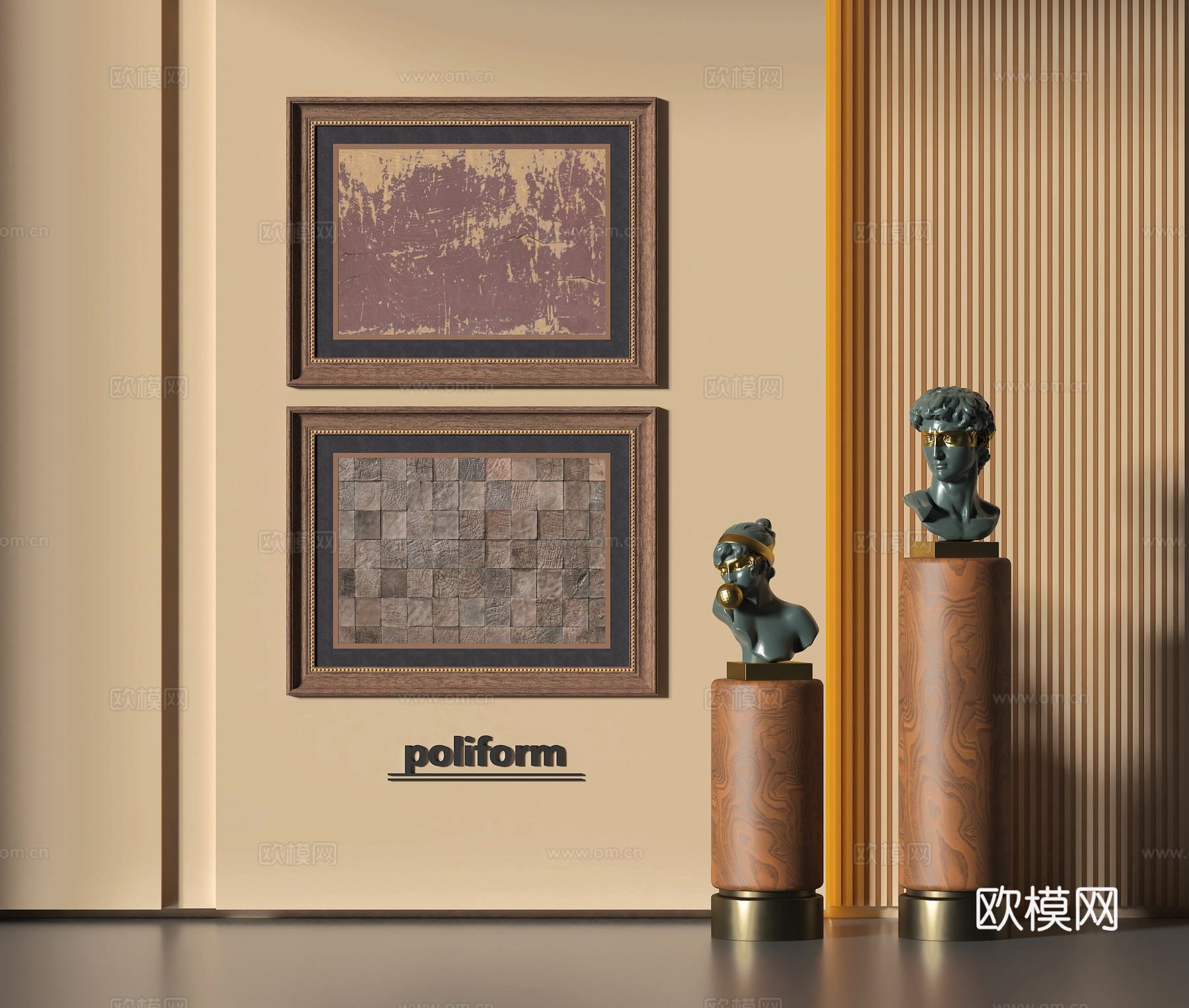 欧式油画 人物雕塑su模型