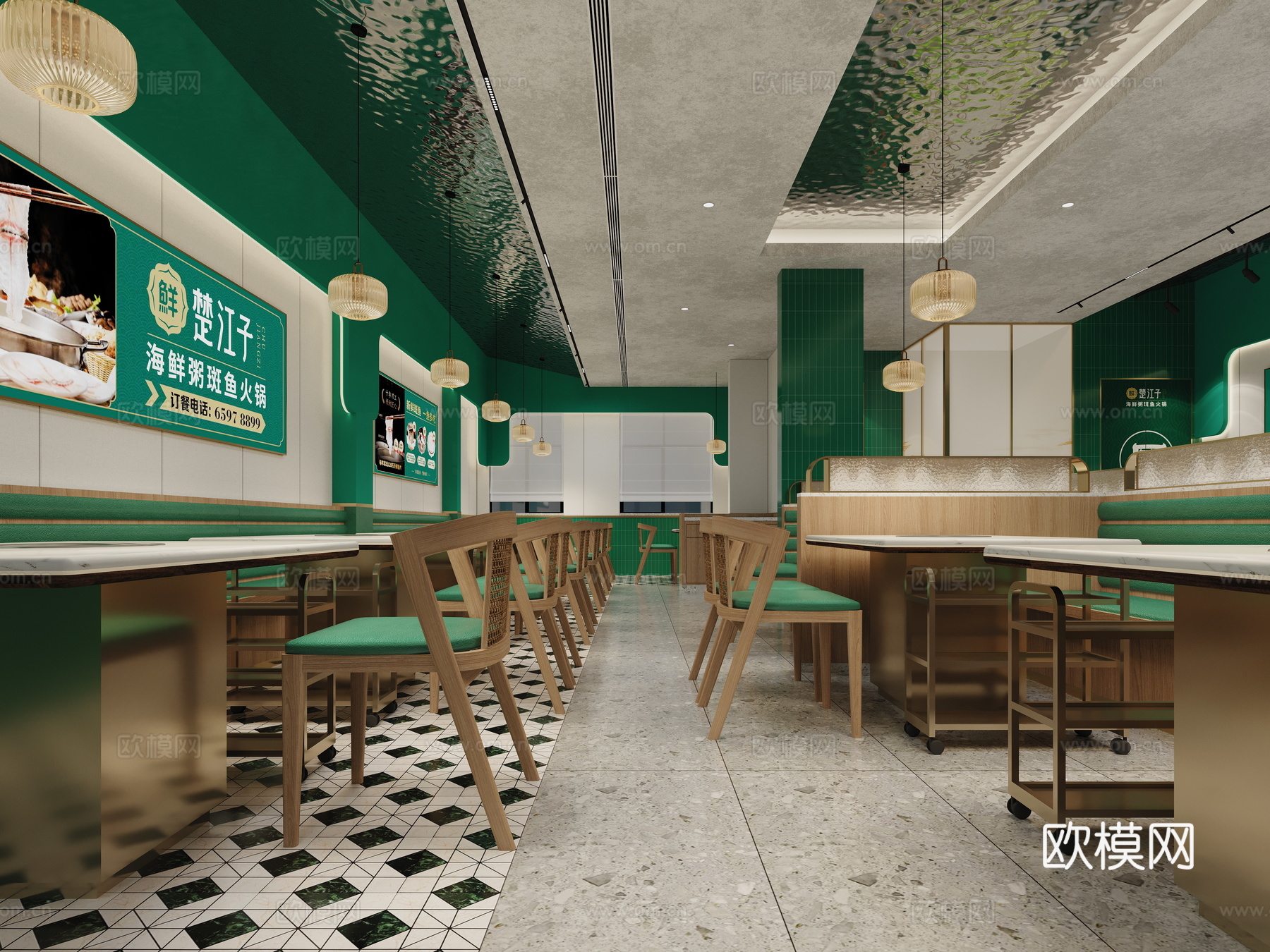 现代餐饮 石锅鱼餐厅3d模型