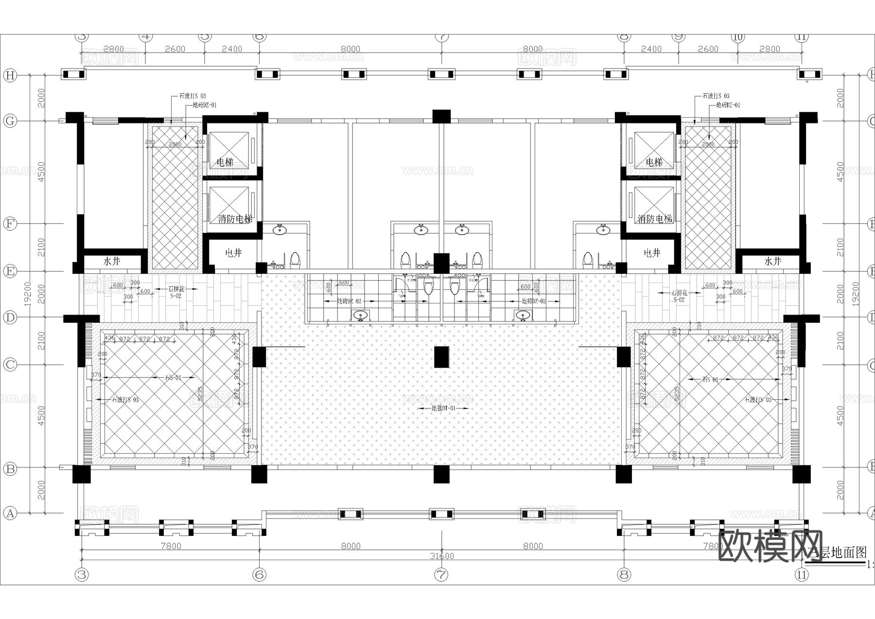 健身会所施工图cad施工图