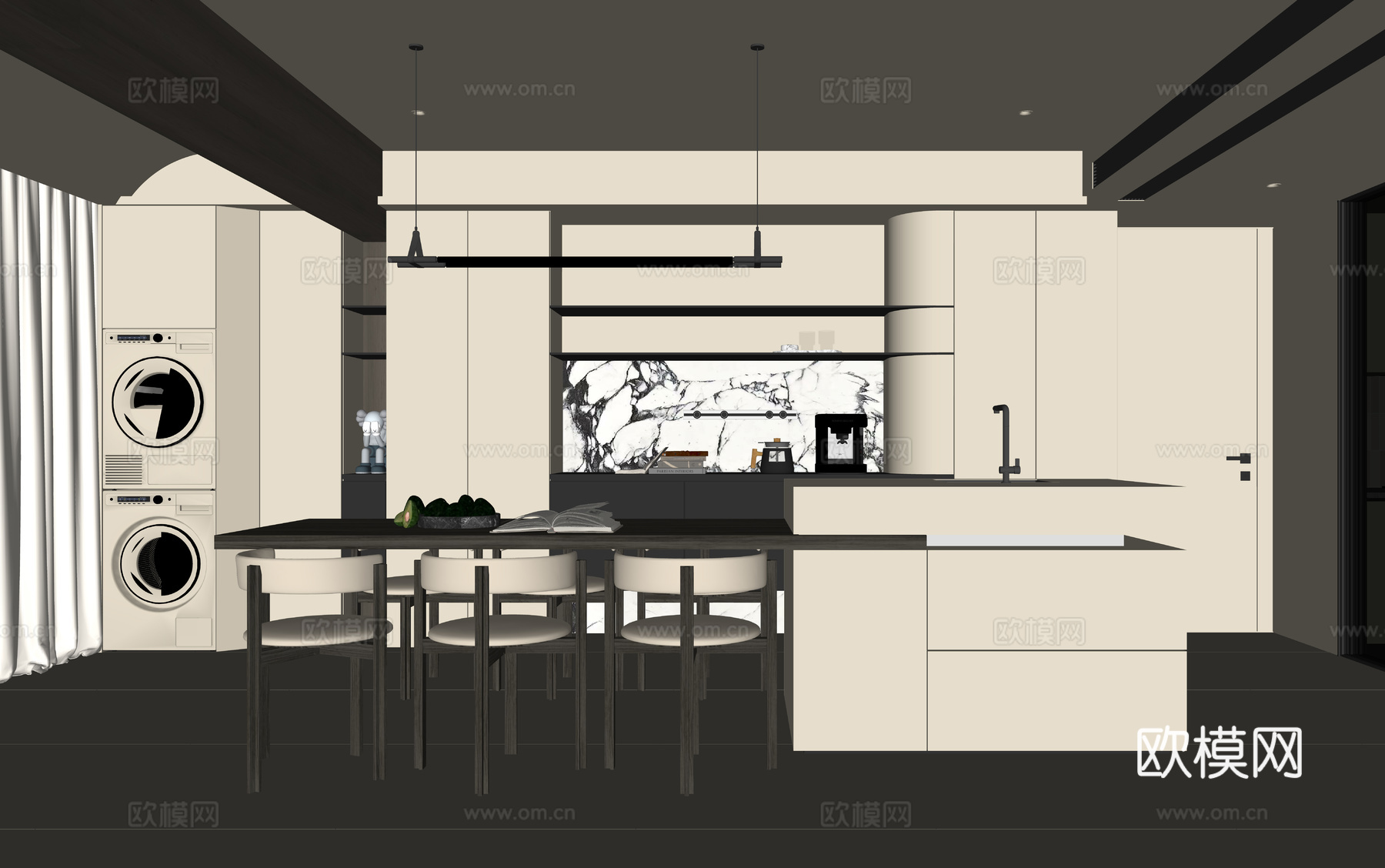 现代家居餐厅3d模型