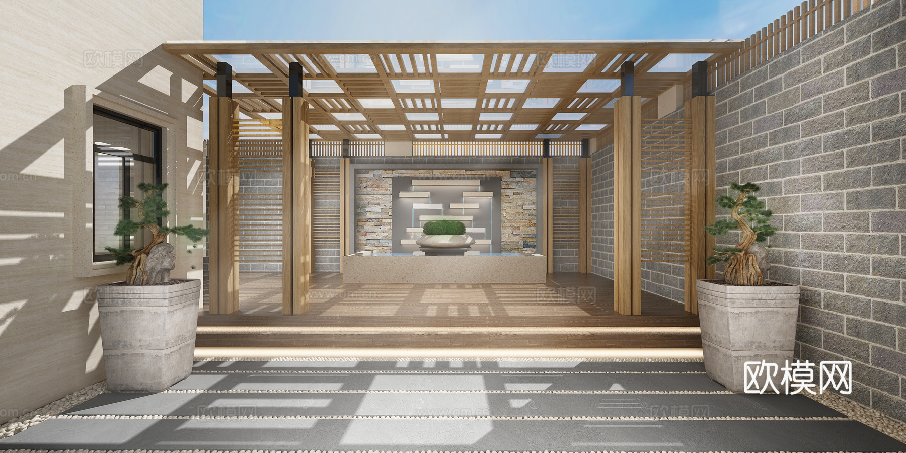 现代庭院 花园3d模型