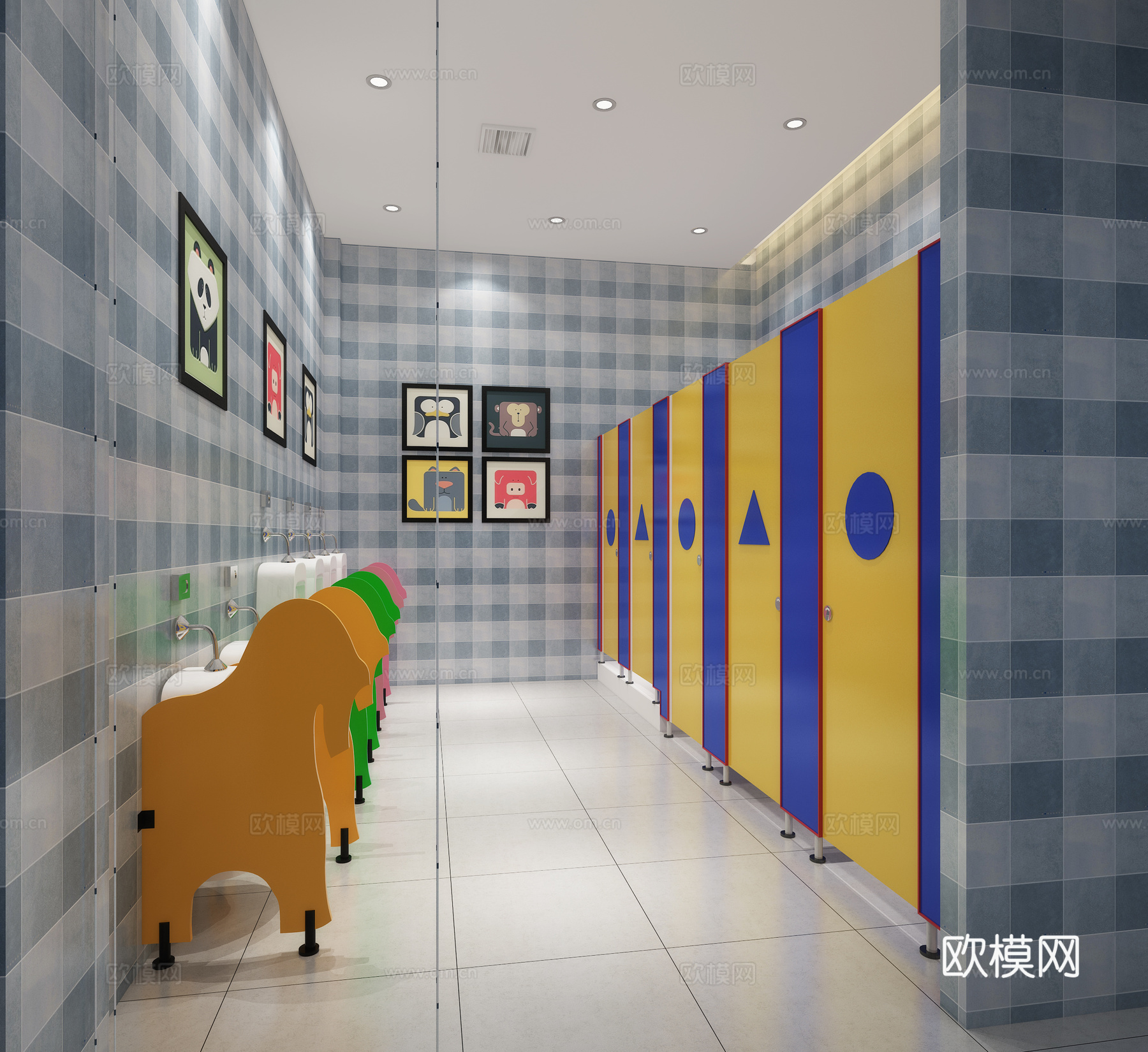 现代公共儿童卫生间3d模型