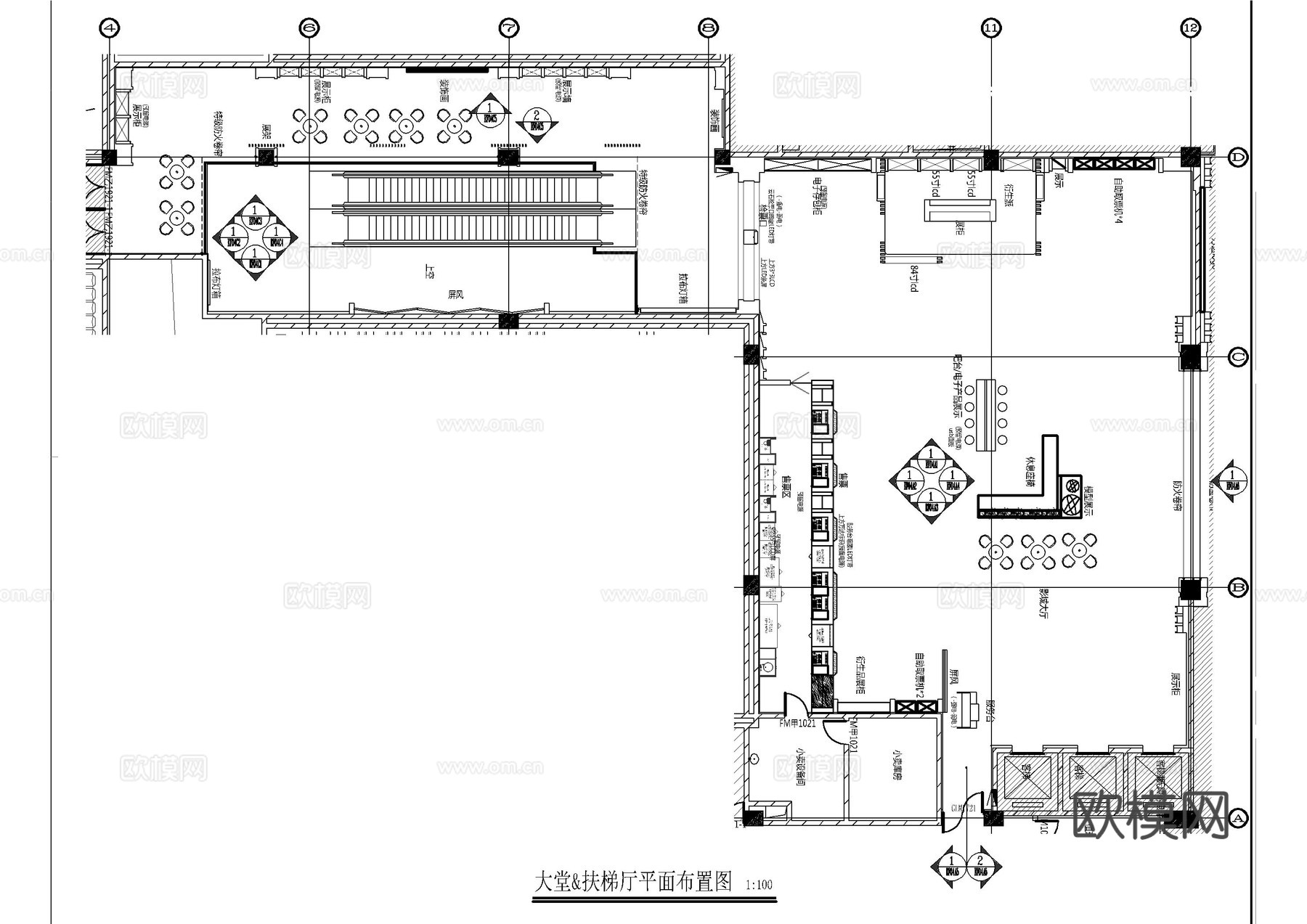 眉山万达影城大堂施工图cad施工图