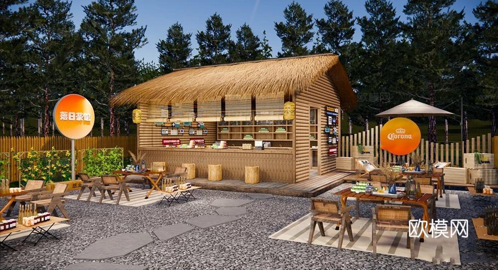 现代营地 营地贩卖亭 营地木屋 露营风庭院su模型