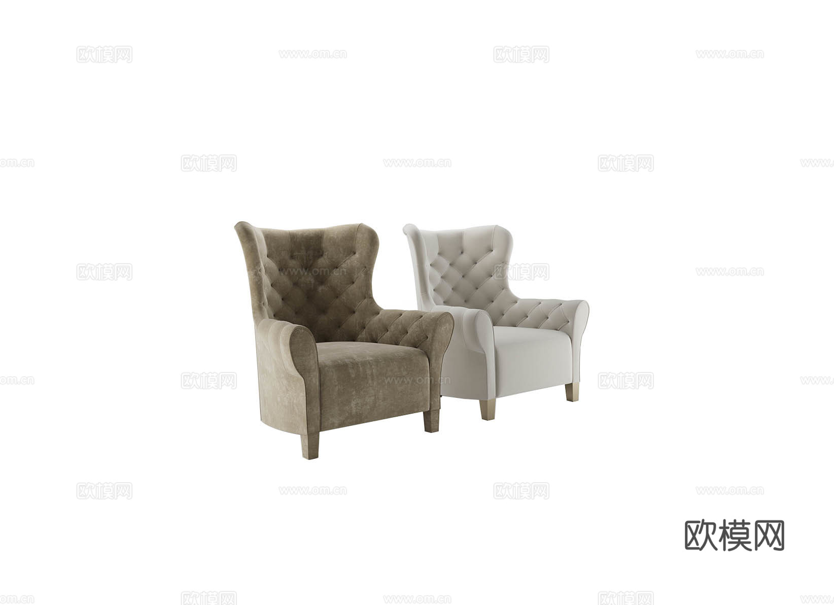 MALERBA 简欧单人沙发3d模型下载（渲染图1）