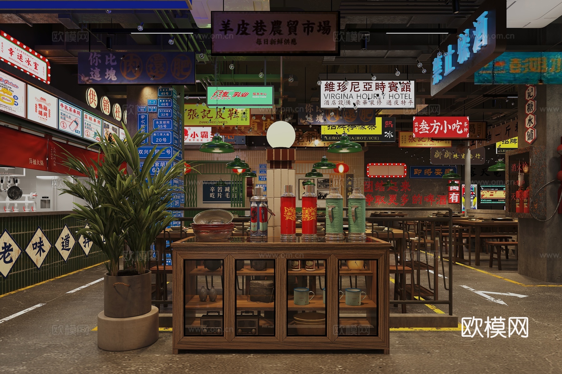 火锅夜市 火锅店3d模型