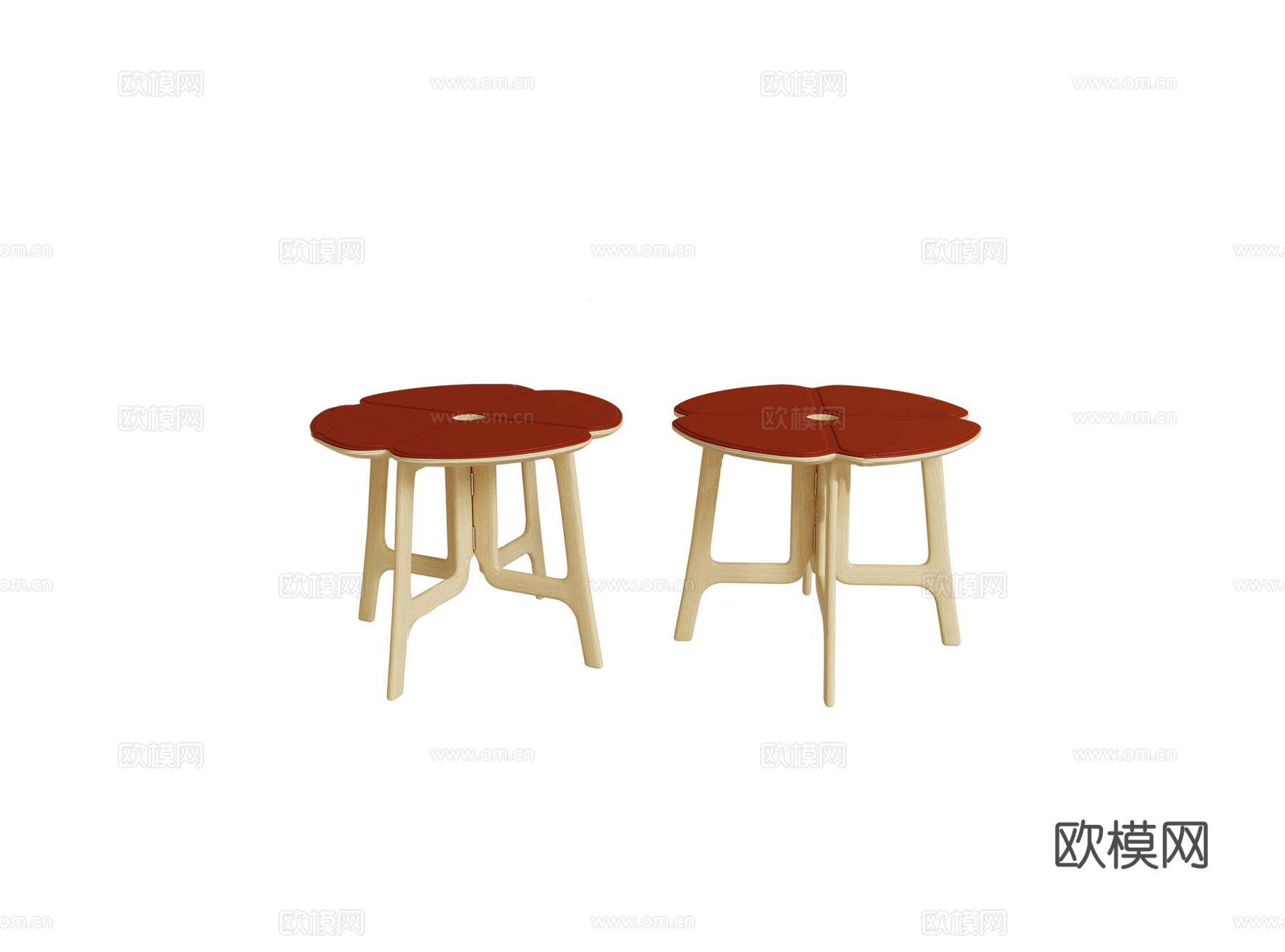 LV原木风边几 角几3d模型下载（渲染图1）