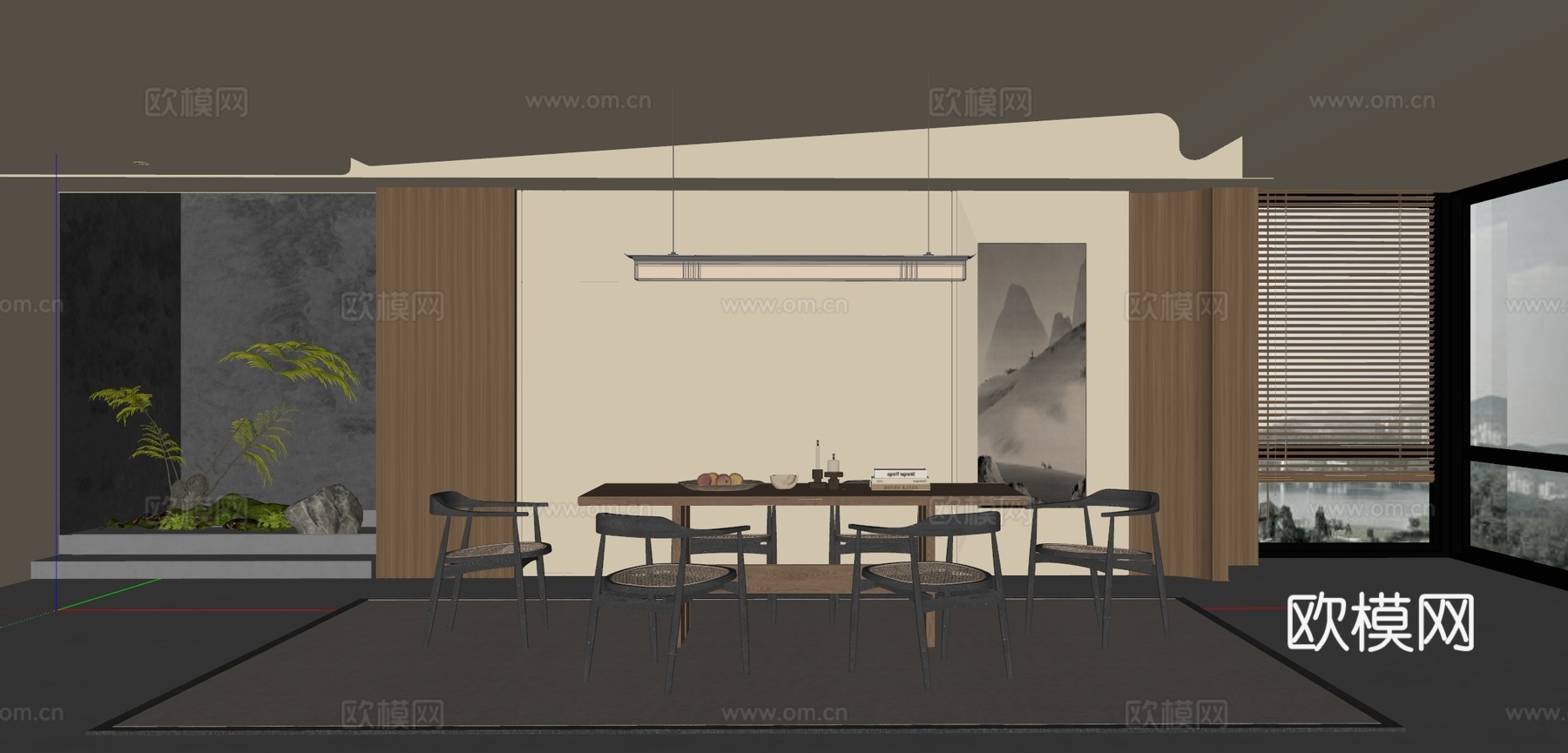 新中式茶室su模型