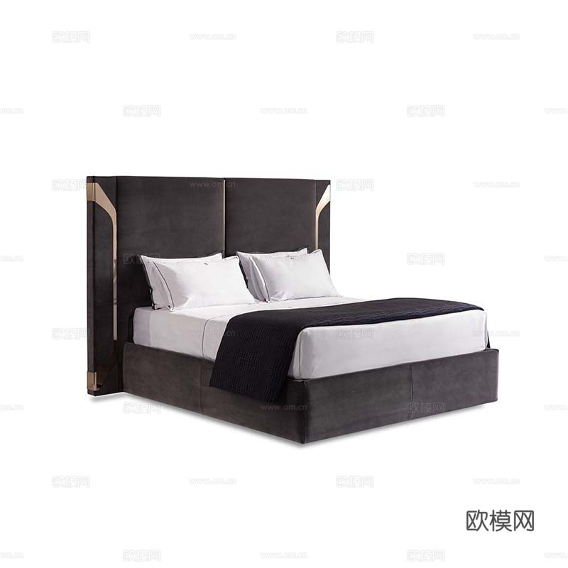 LUXENCE 意式高靠背双人床3d模型下载（渲染图1）