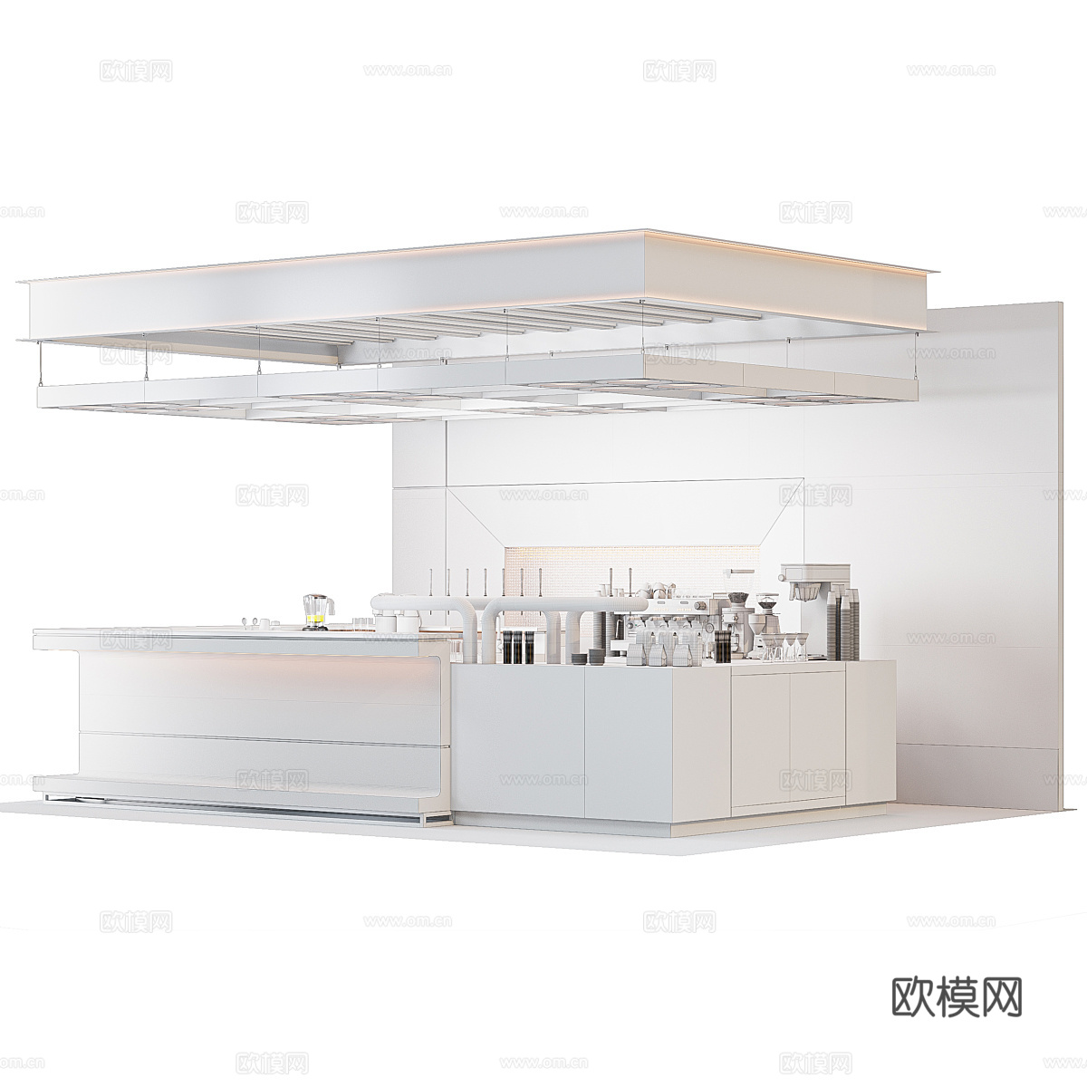 现代工业风咖啡厅吧台 酒吧吧台3d模型