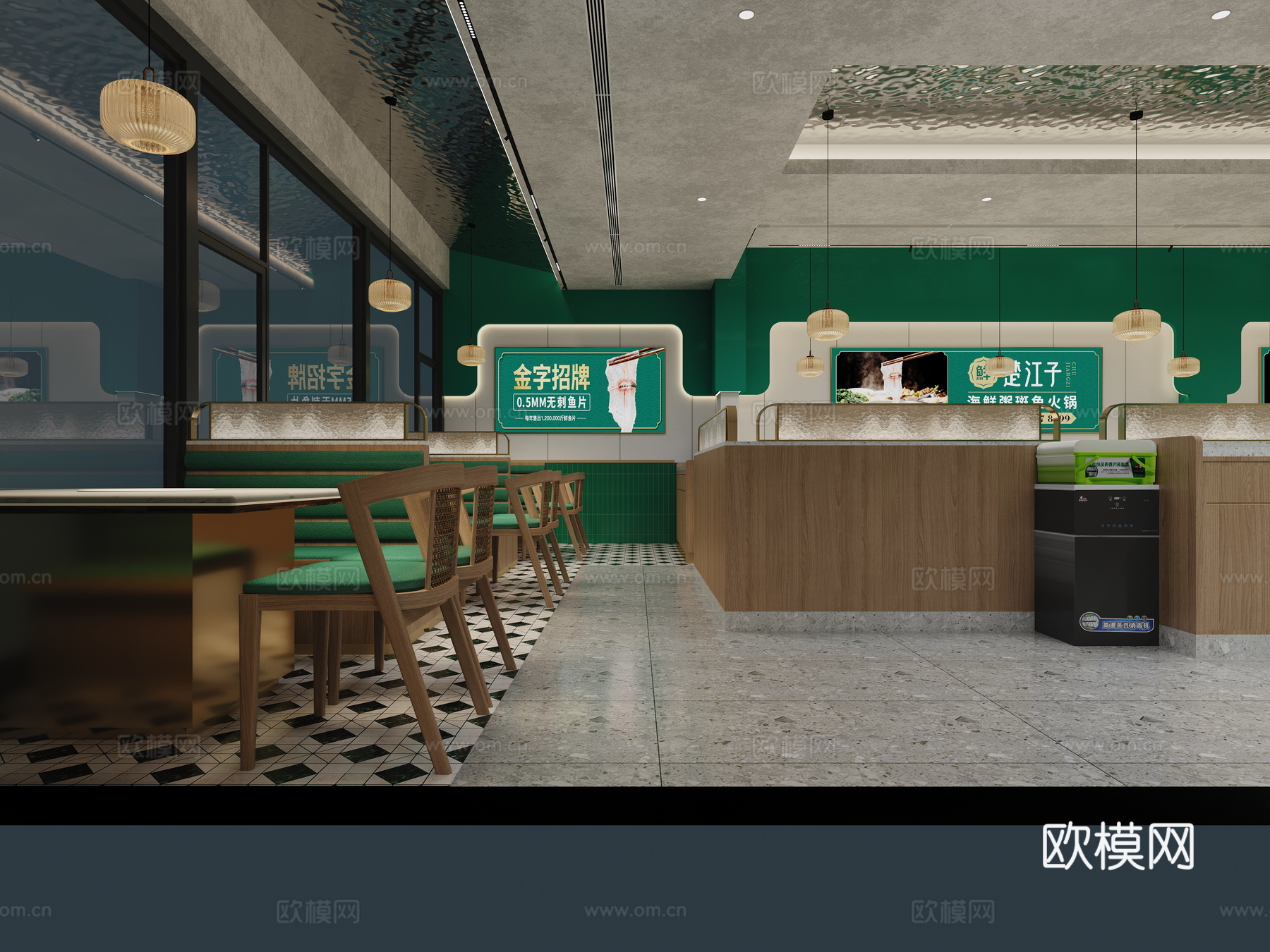 现代餐饮 石锅鱼餐厅3d模型