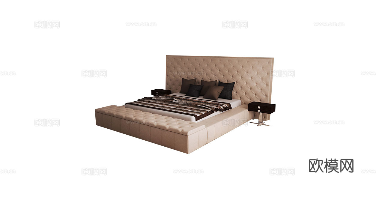 LONGHI 意式双人床3d模型下载（渲染图1）