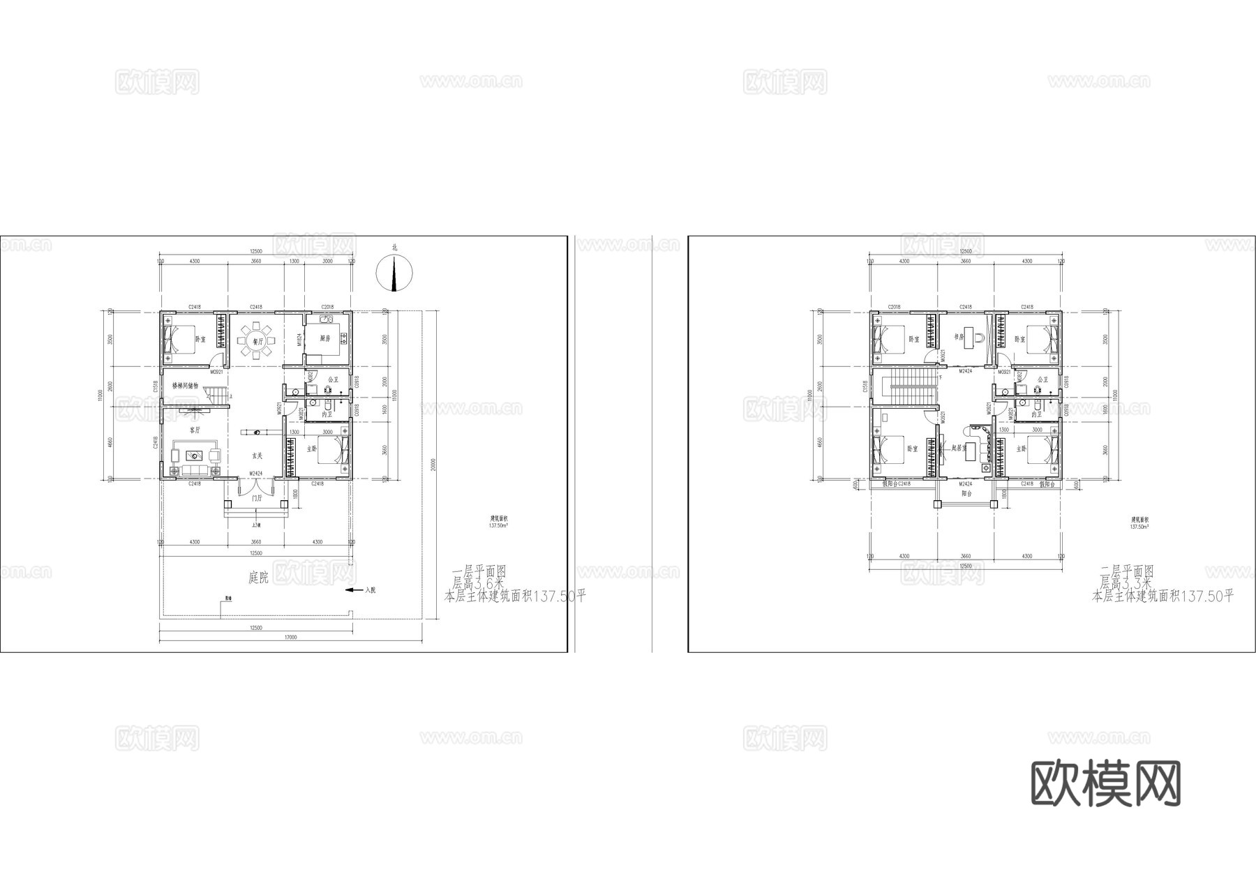 23套各风格乡村别墅施工图cad施工图