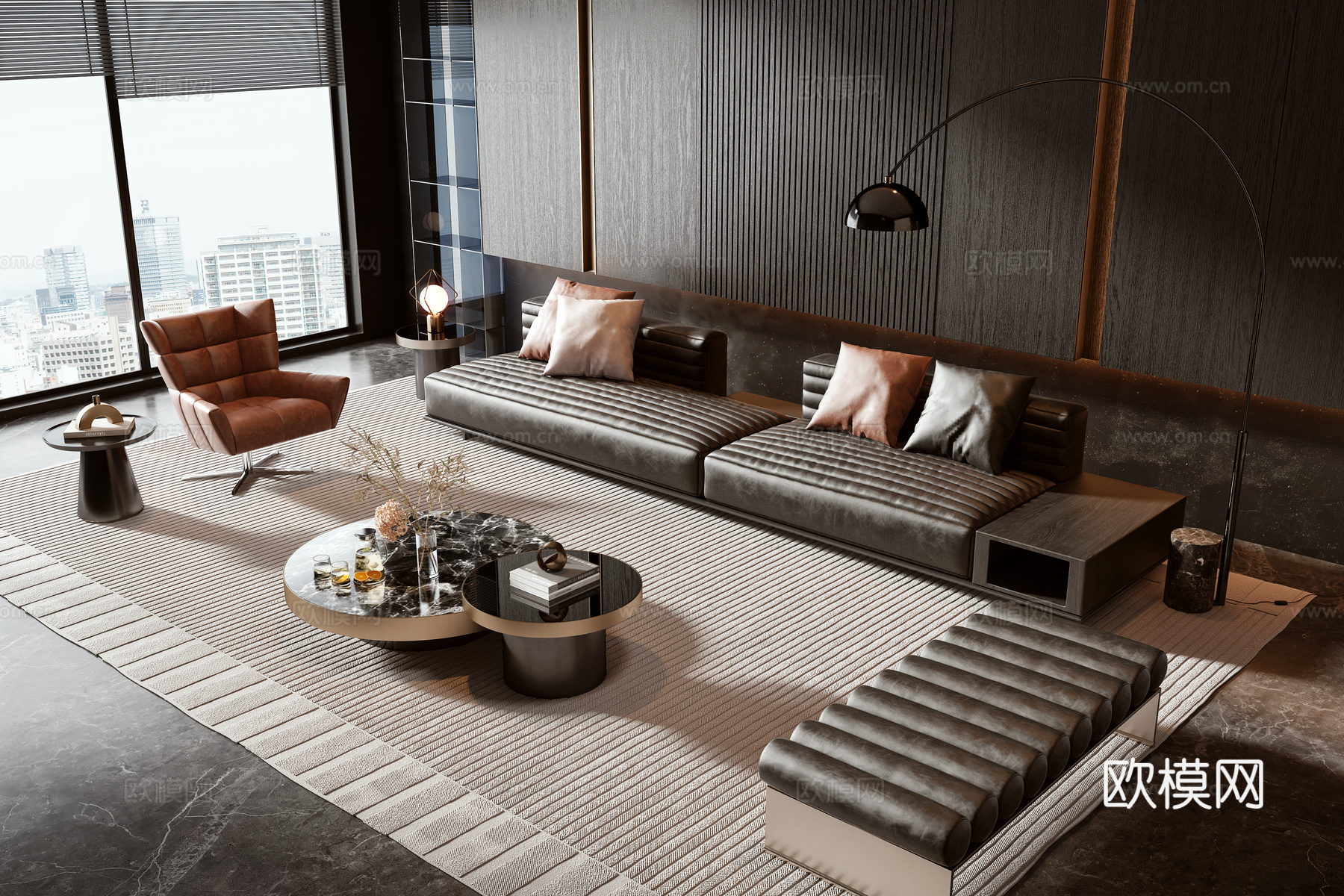 Minotti现代沙发茶几组合3d模型