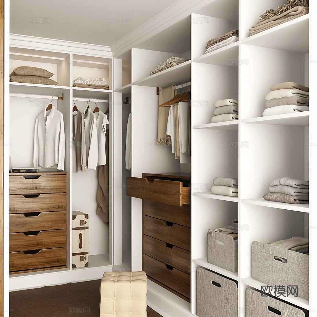 现代更衣室衣柜3d模型下载（渲染图2）