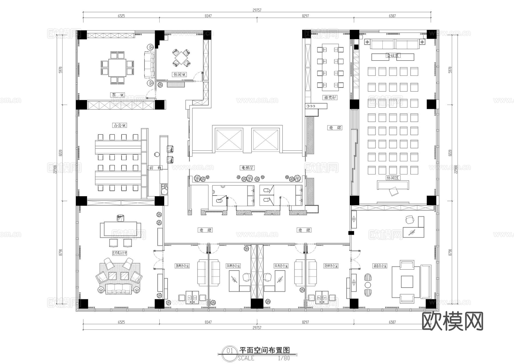 35套办公室平面施工图cad施工图