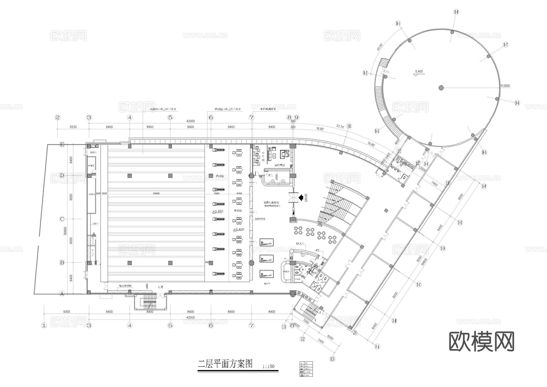 保龄球馆施工图cad施工图