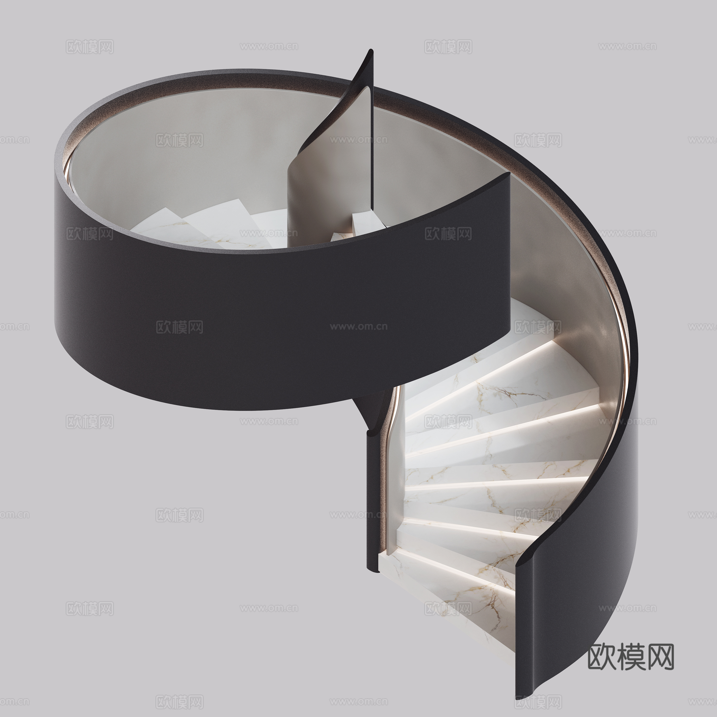 现代旋转楼梯 网红楼梯 楼梯灯带3d模型