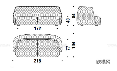 MOROSO 美式双人沙发3d模型下载（渲染图2）