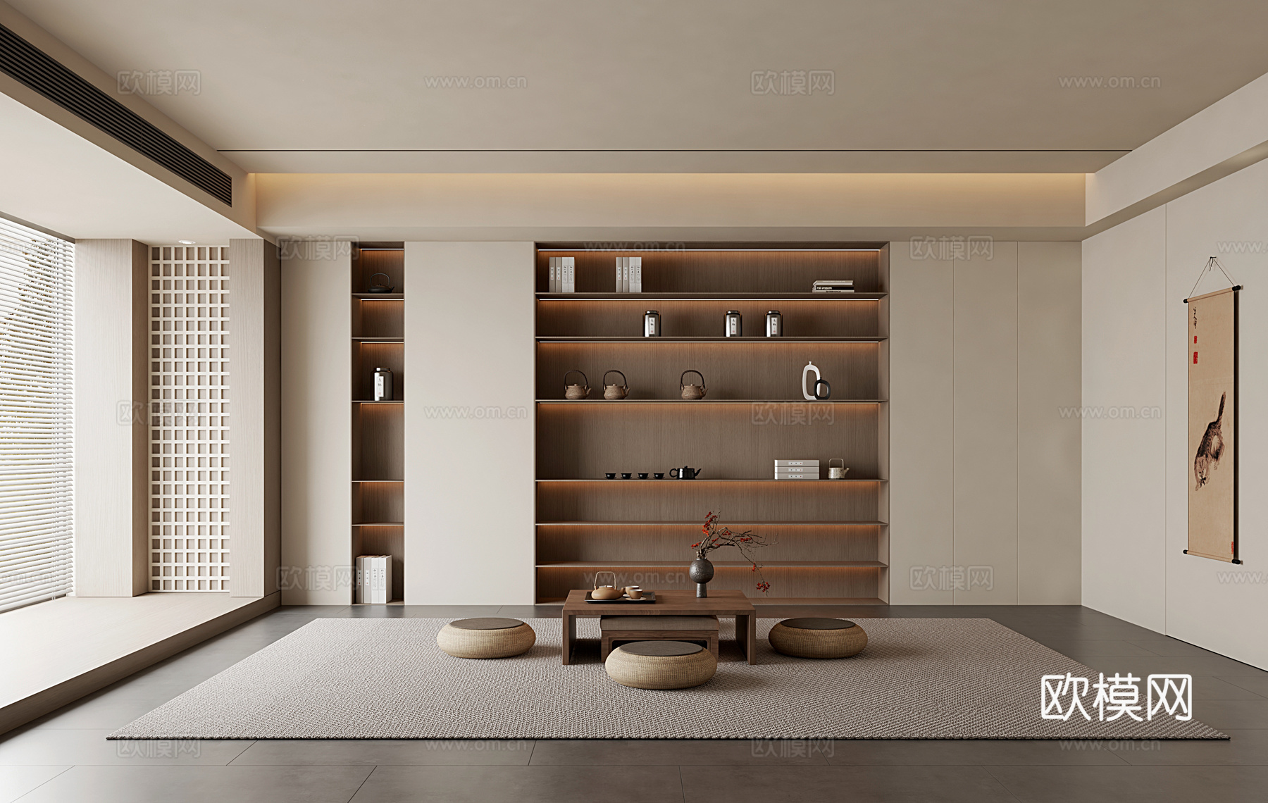 现代中式新中式茶室 茶桌组合 茶台3d模型
