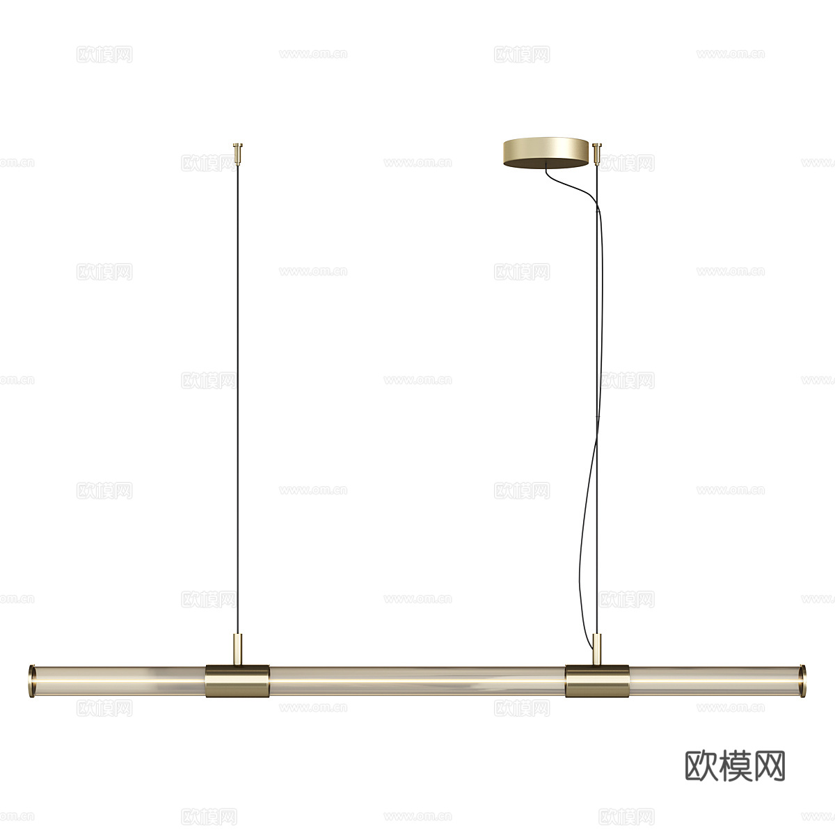 现代意式极简长条玻璃装饰吊灯3d模型