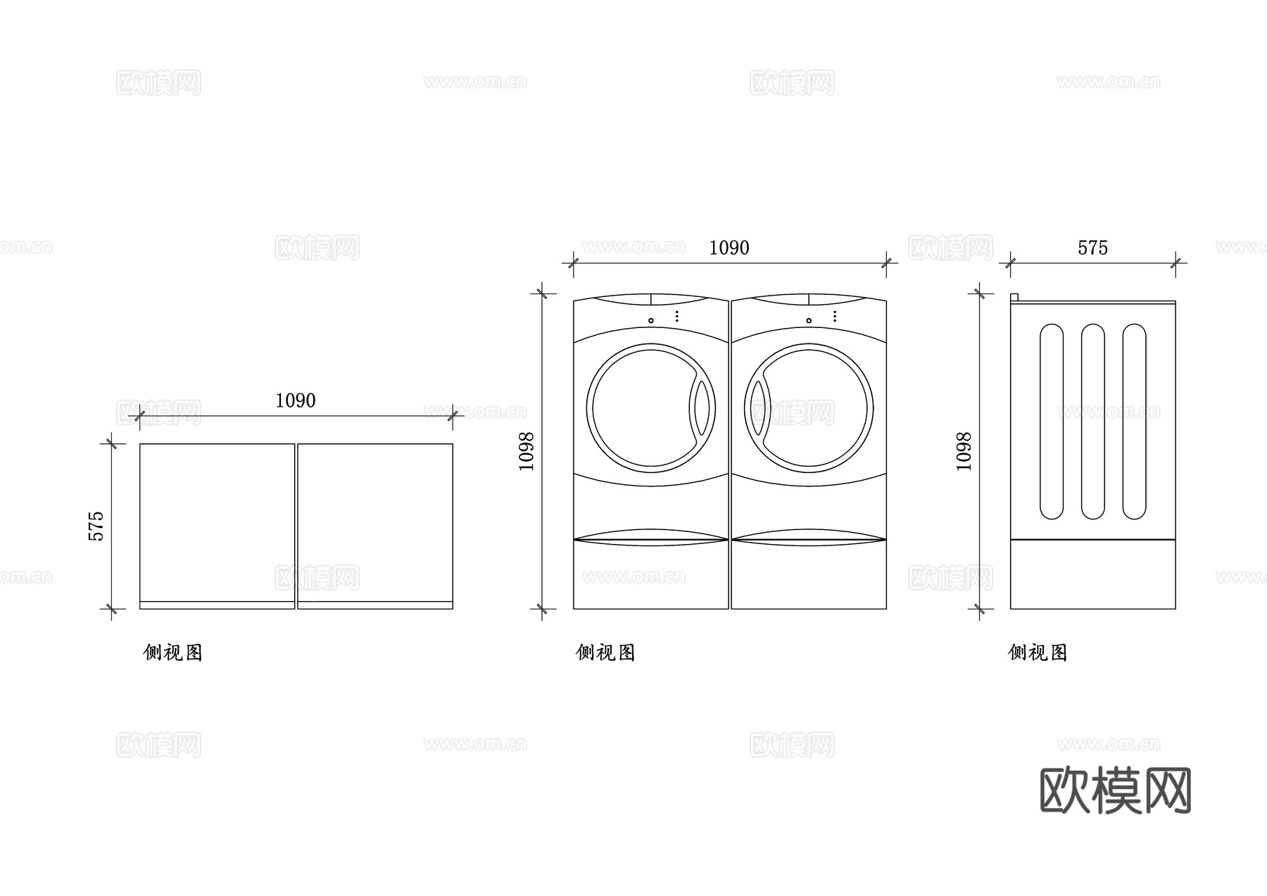 洗衣机烘干机 洗烘一体机 烘洗两用机 家用烘干机 一体式洗烘cad施工图