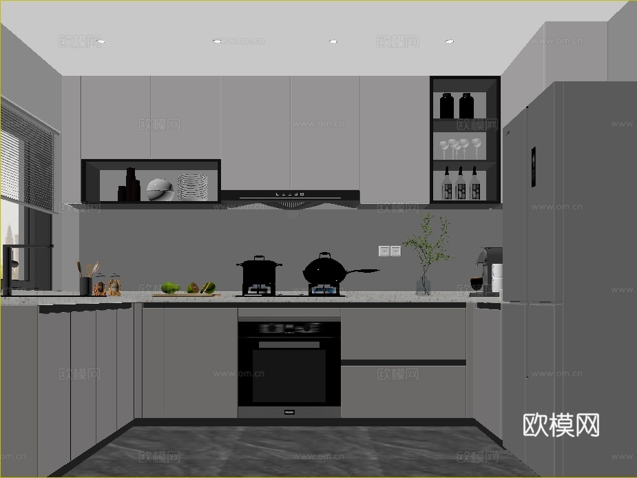 天玺样板间厨房3d模型