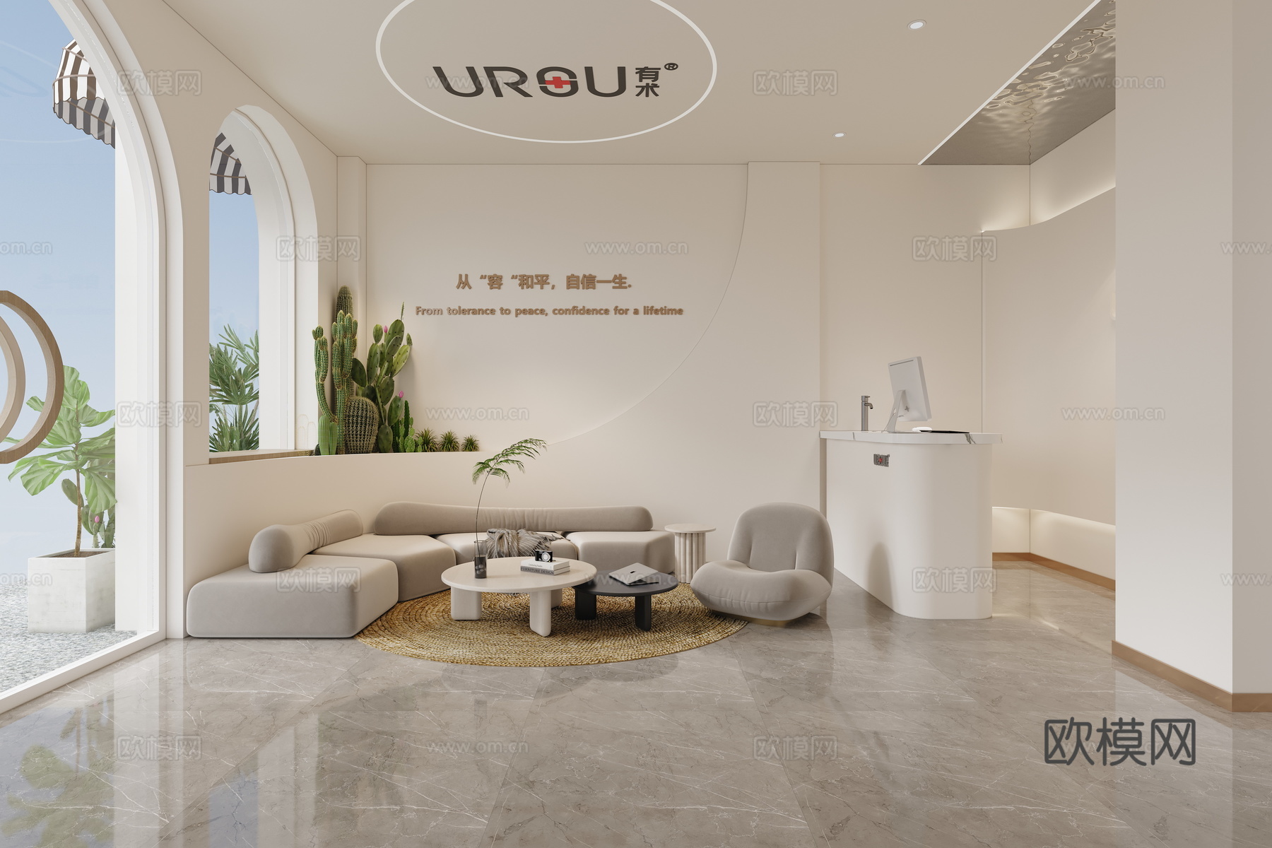 奶油风美容店3d模型