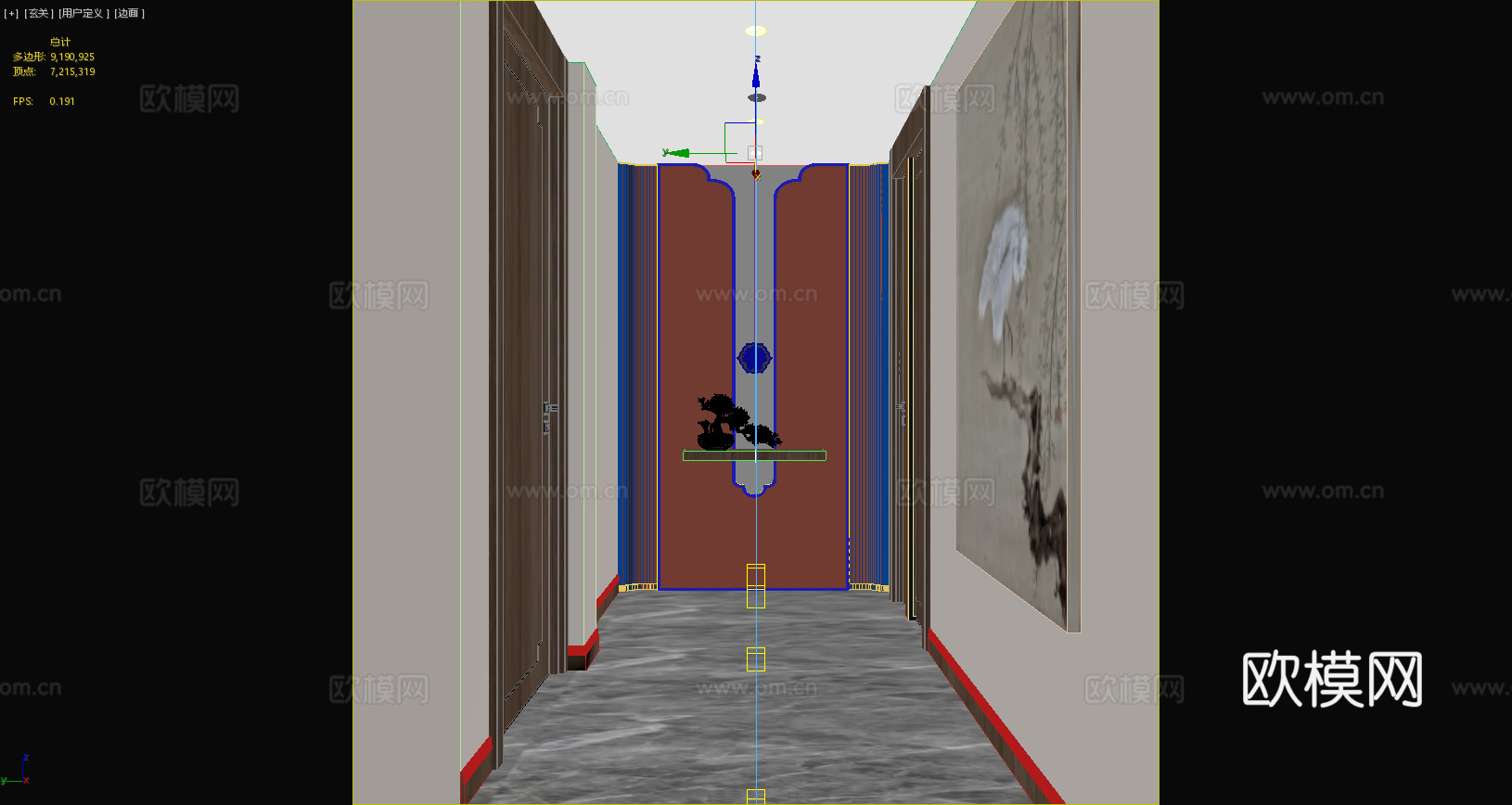 新中式玄关 新中式盆栽 新中式挂画 玄关 背景墙 走廊 过道3d模型