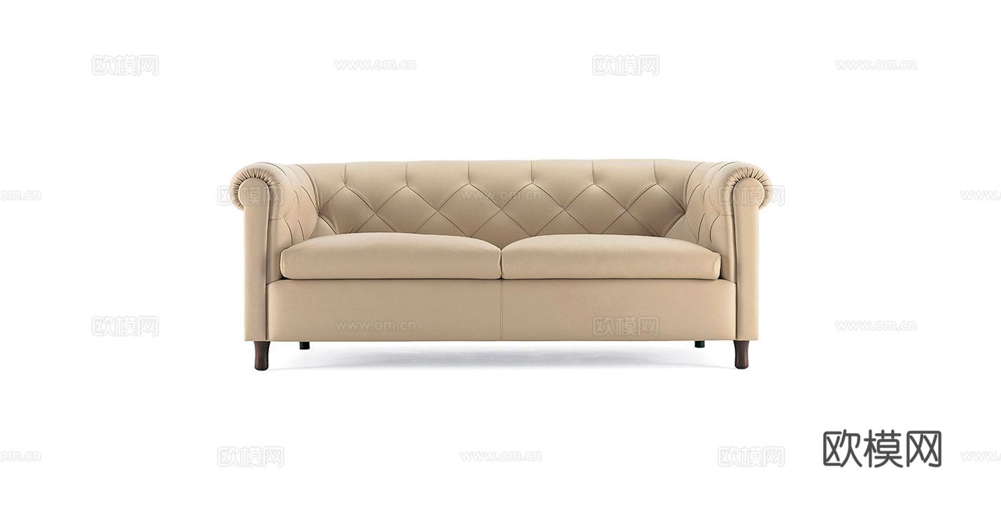 Poltrona Frau 简欧双人沙发3d模型下载（渲染图1）