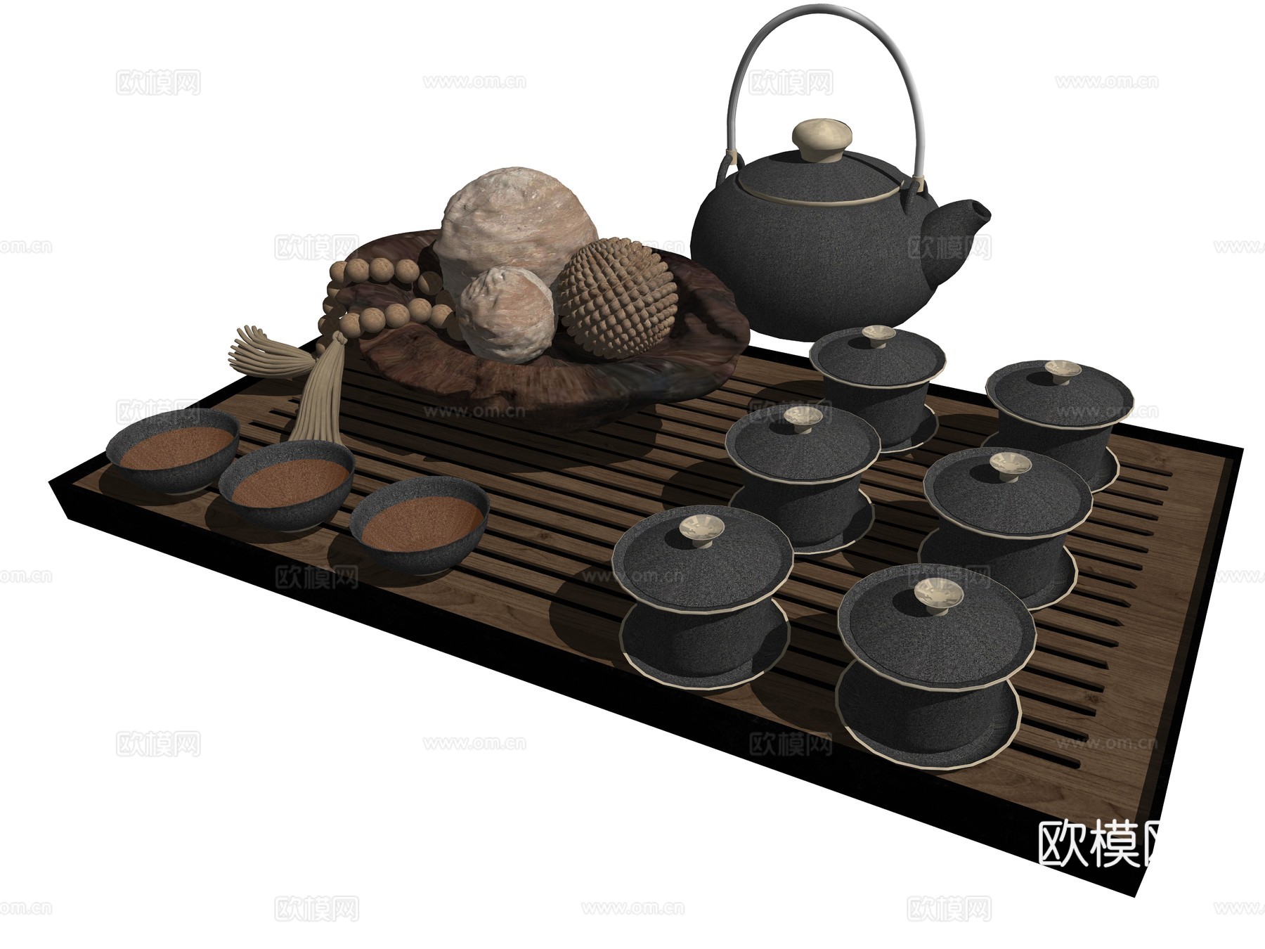 新中式茶壶茶具组合su模型