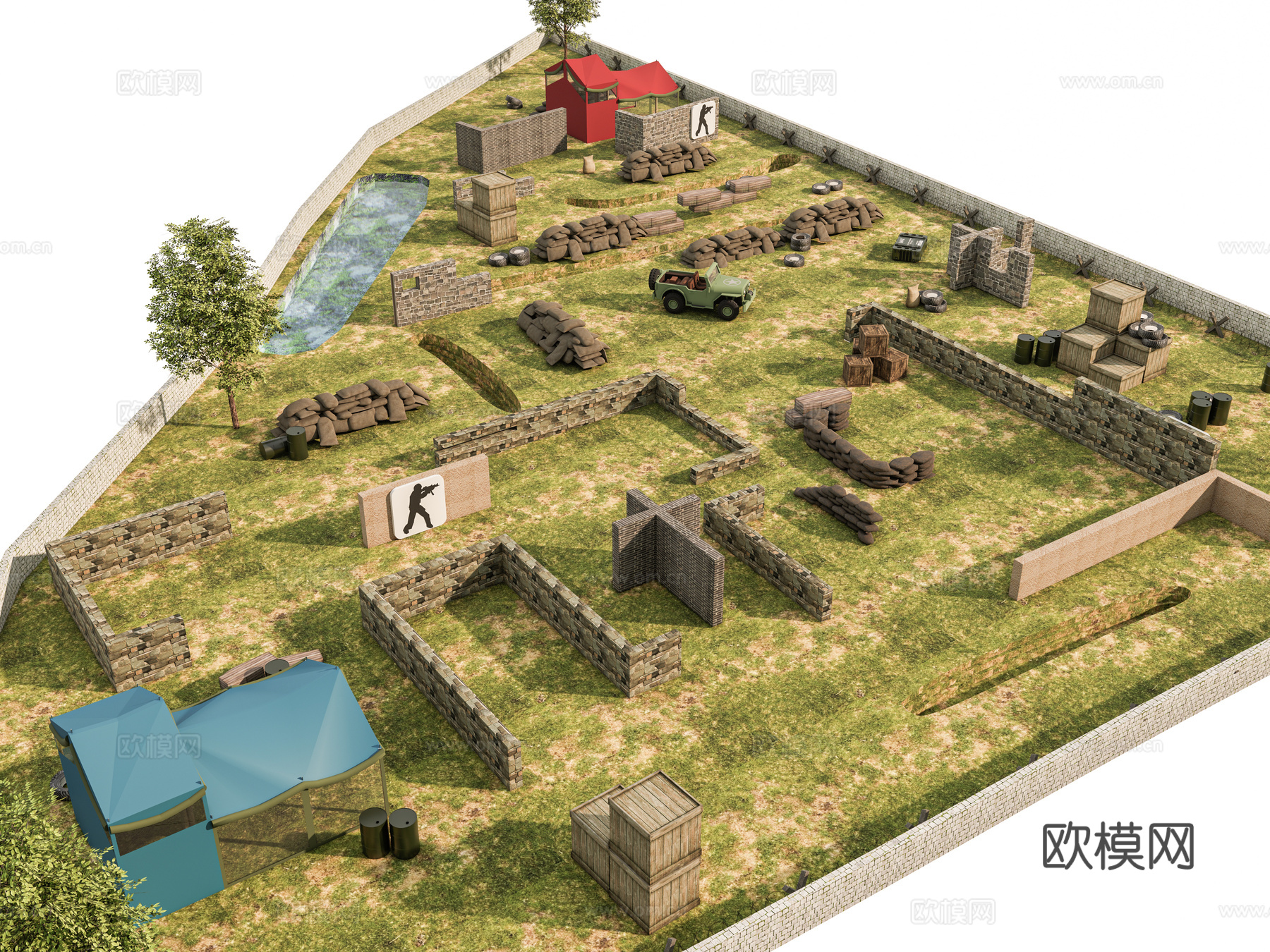 现代户外基地 拓展营地 CS营地3d模型