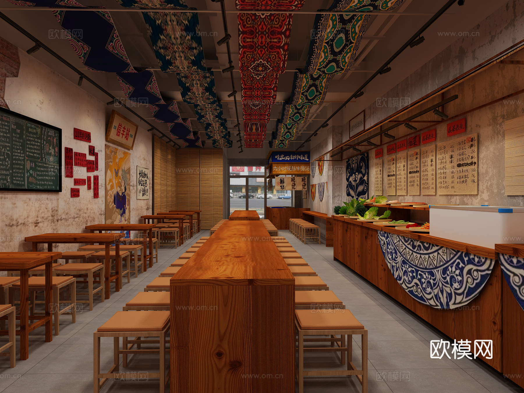 复古破旧餐饮米线快餐店3d模型