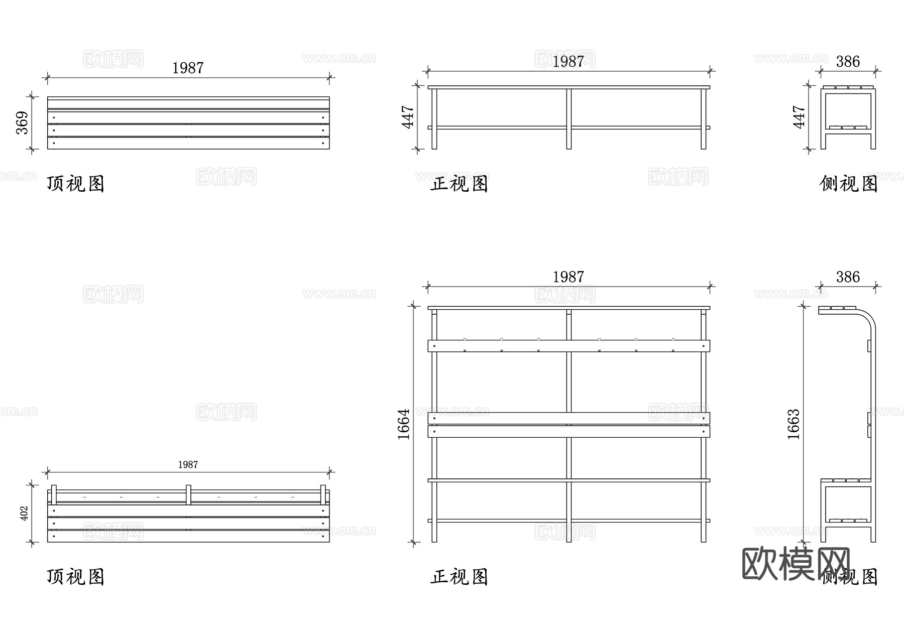 更衣室长凳 长凳平面图 更衣室家具设计图 木质长椅结构图cad施工图
