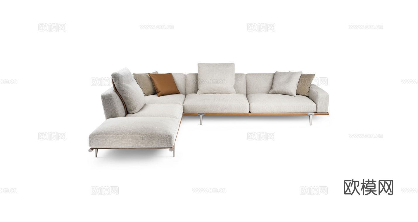 Poltrona Frau 转角沙发3d模型下载（渲染图1）