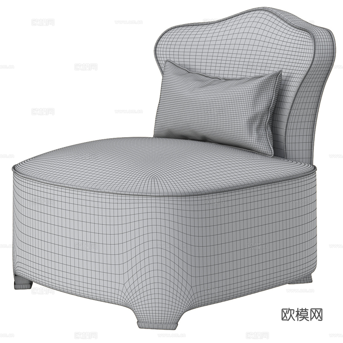 美式简约布艺沙发椅3d模型