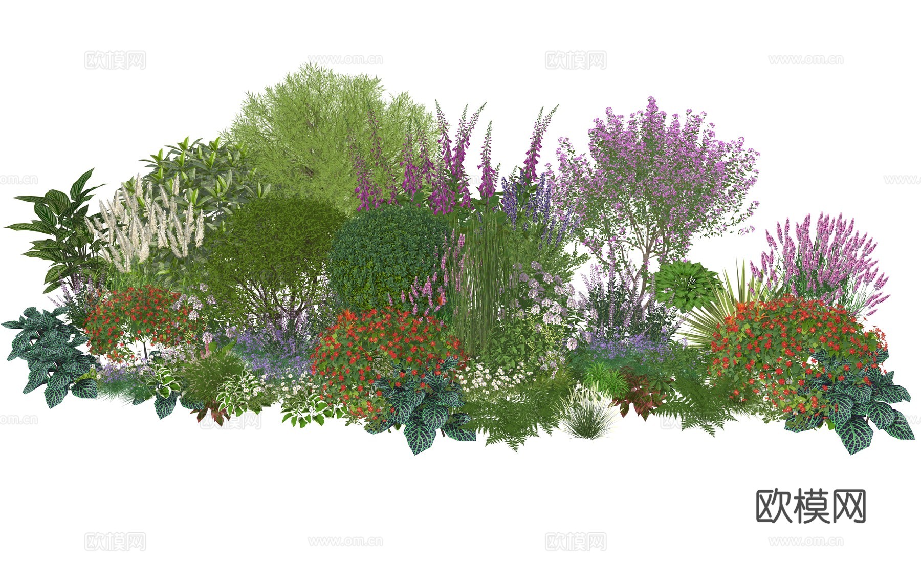 现代植物花卉组合植物堆su模型