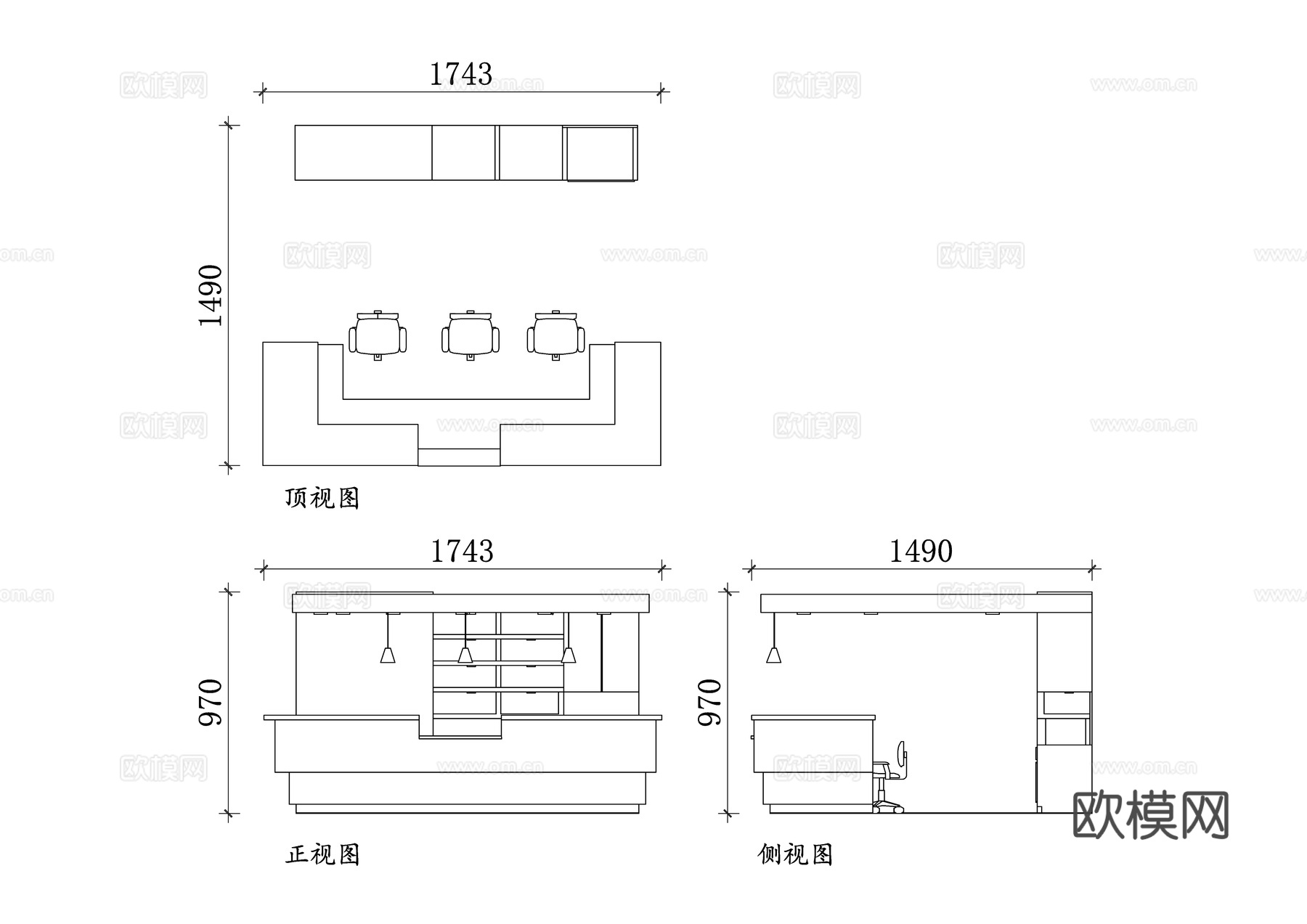 护士站接待台 护士站设计图 接待台布局图 医疗前台结构图 医cad施工图