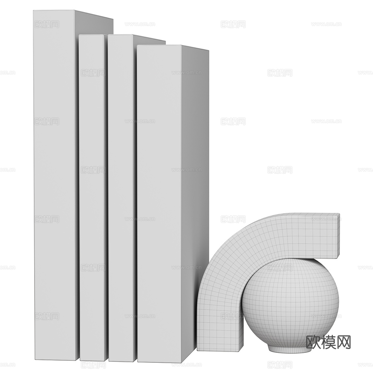 现代书籍 书靠3d模型
