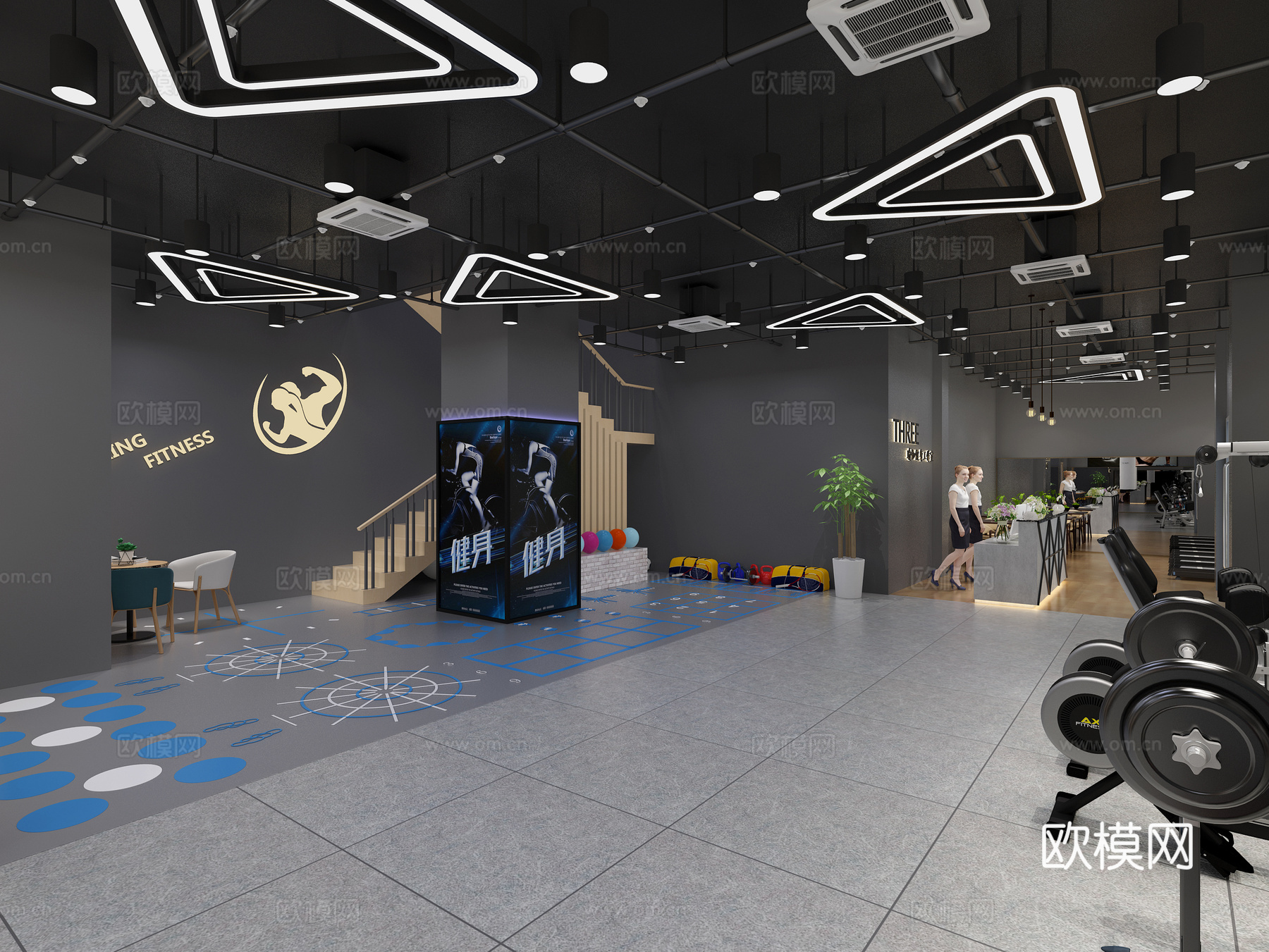 现代健身房大厅 前台3d模型