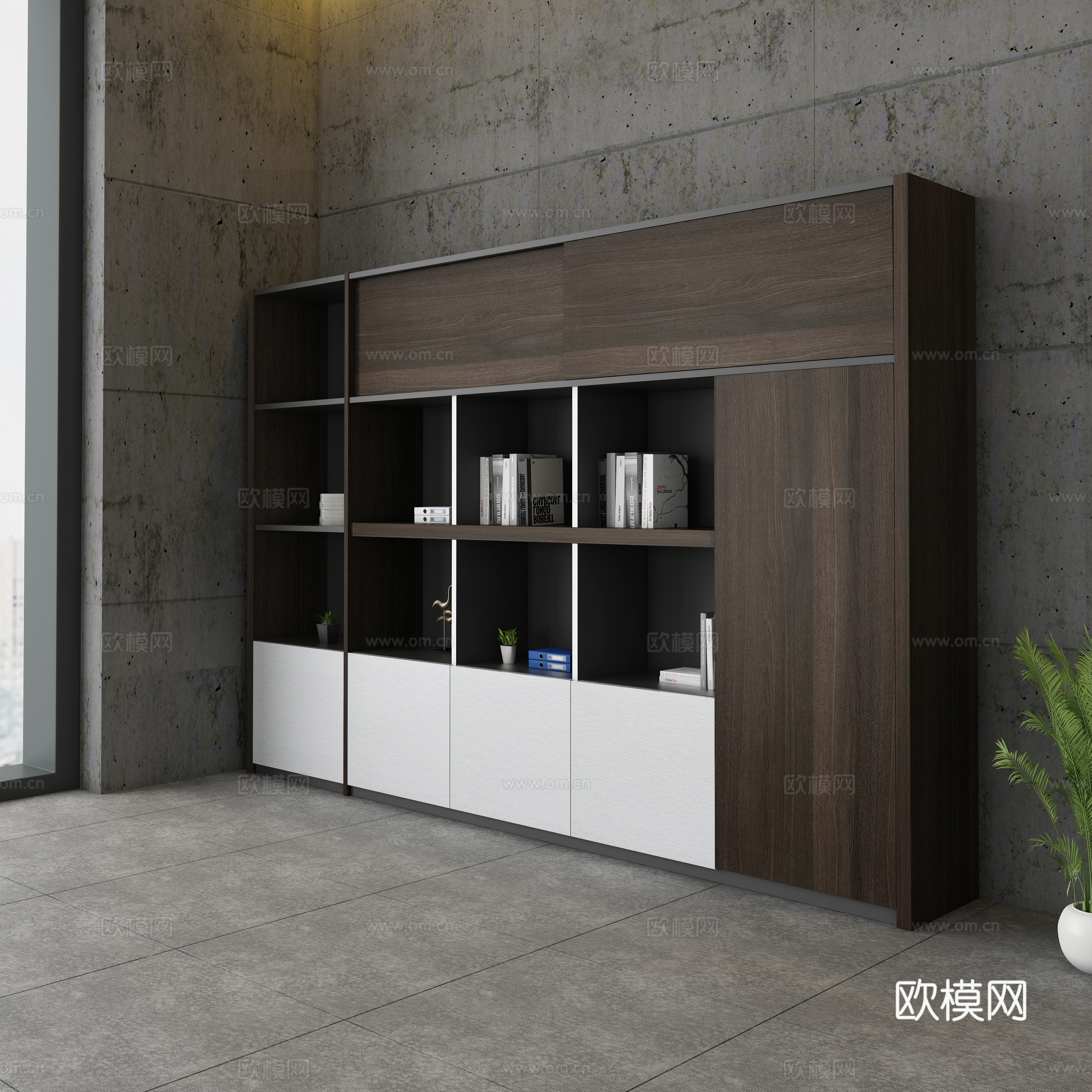 现代办公文件柜 主管柜 深色实木文件柜 储物柜3d模型